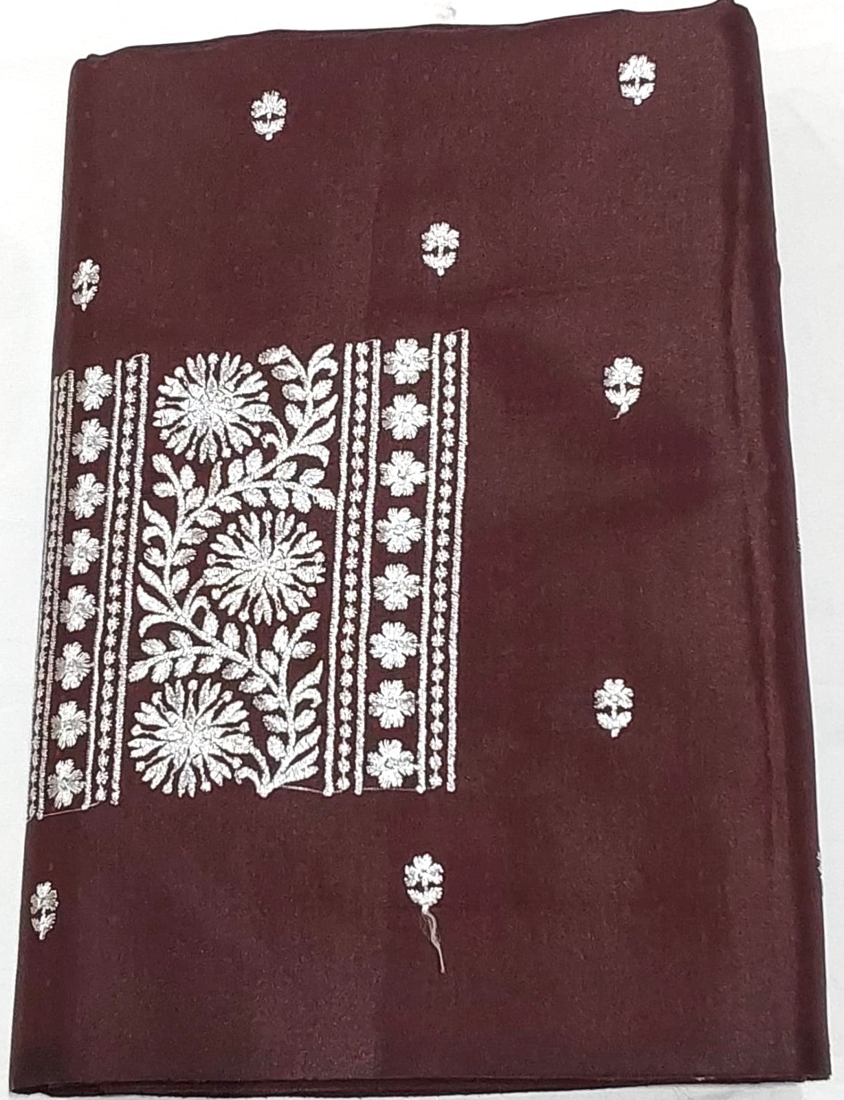 Brown Fancy Saree with Embroidery Designs