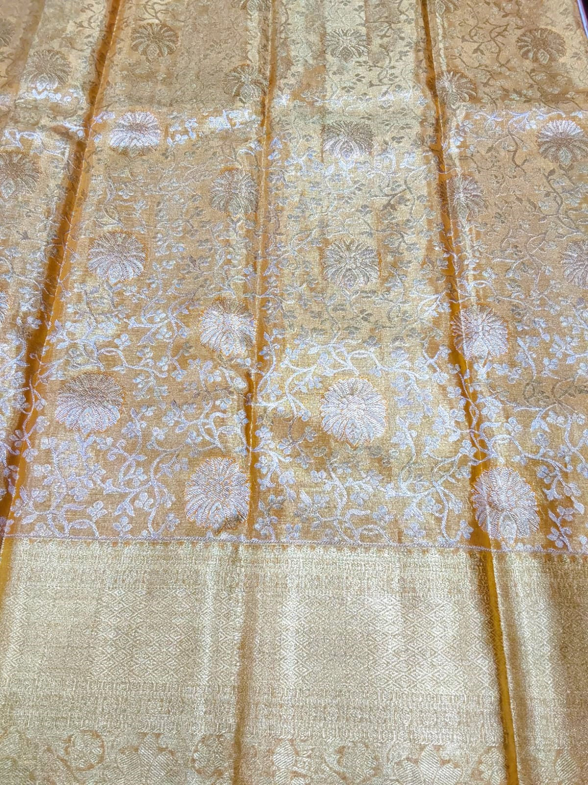Gold Jacquard Wedding Saree with Sophisticated Zari Border
