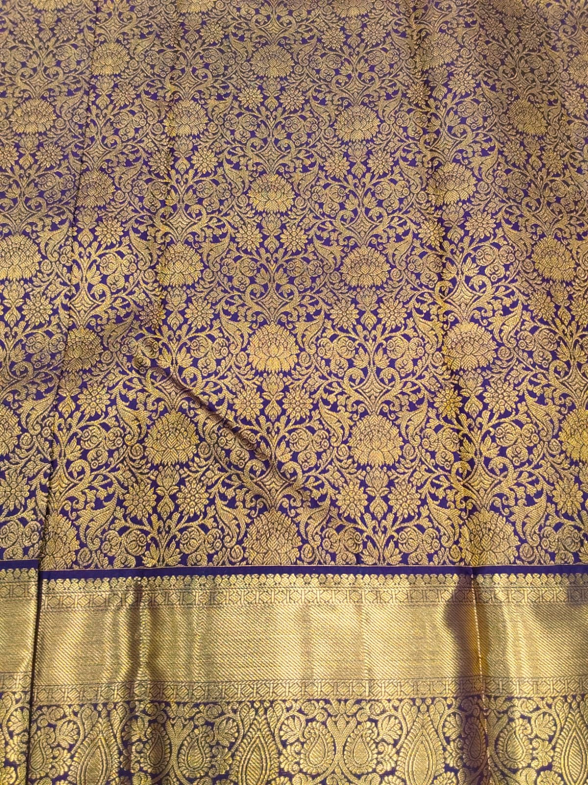 Aubergine Jacquard Wedding Saree with Zari Border Design