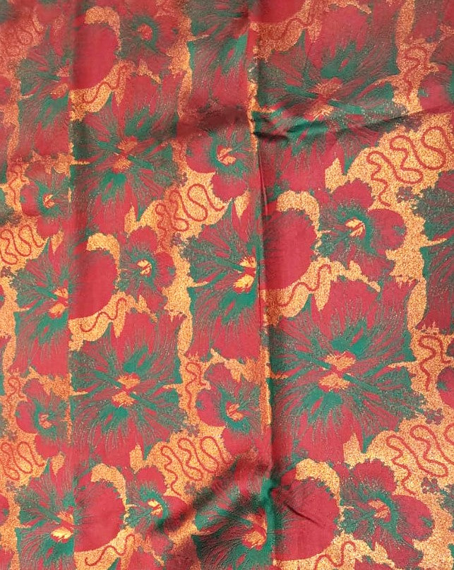 Red Fancy Saree in Multi color Flower Design