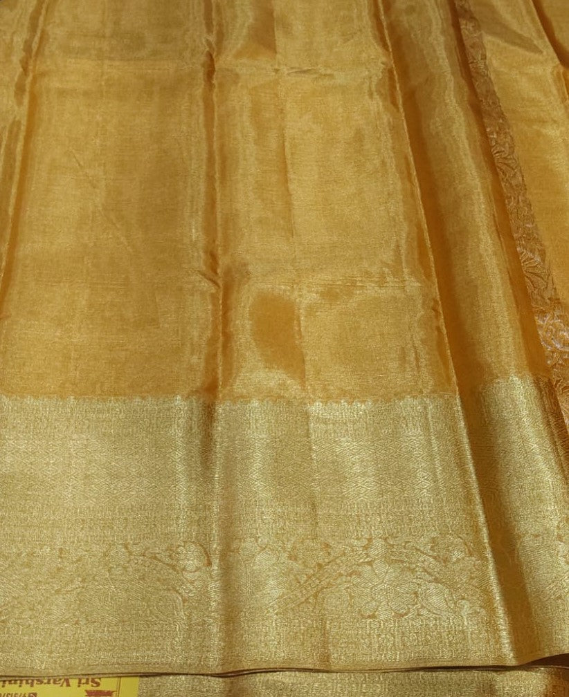 Gold Jacquard Wedding Saree with Sophisticated Zari Border