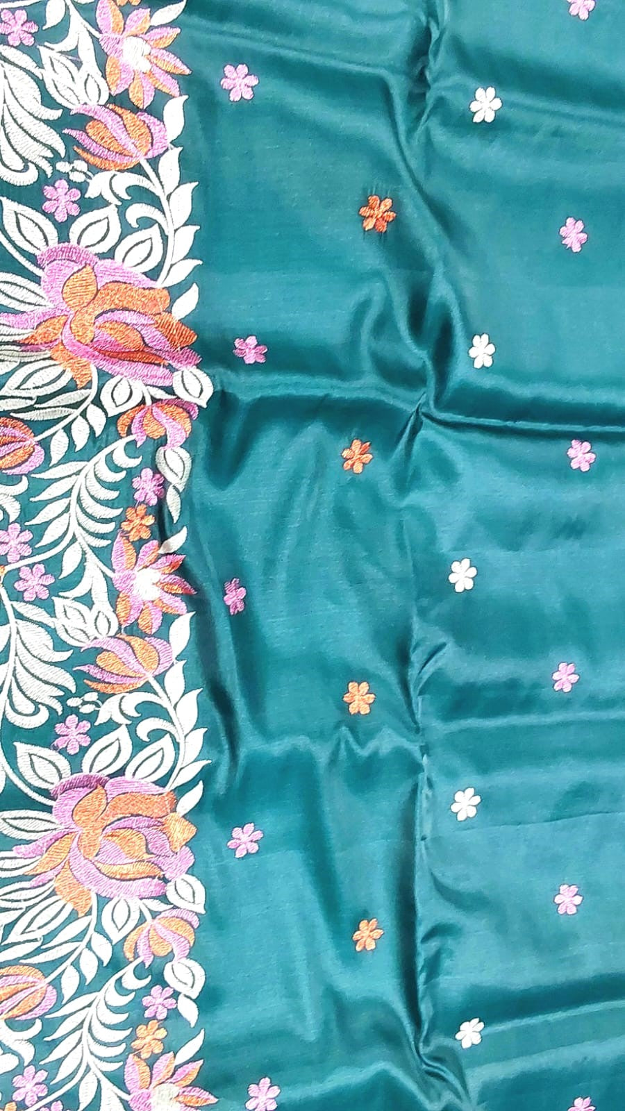 Peacock Green Fancy Saree with Embroidery