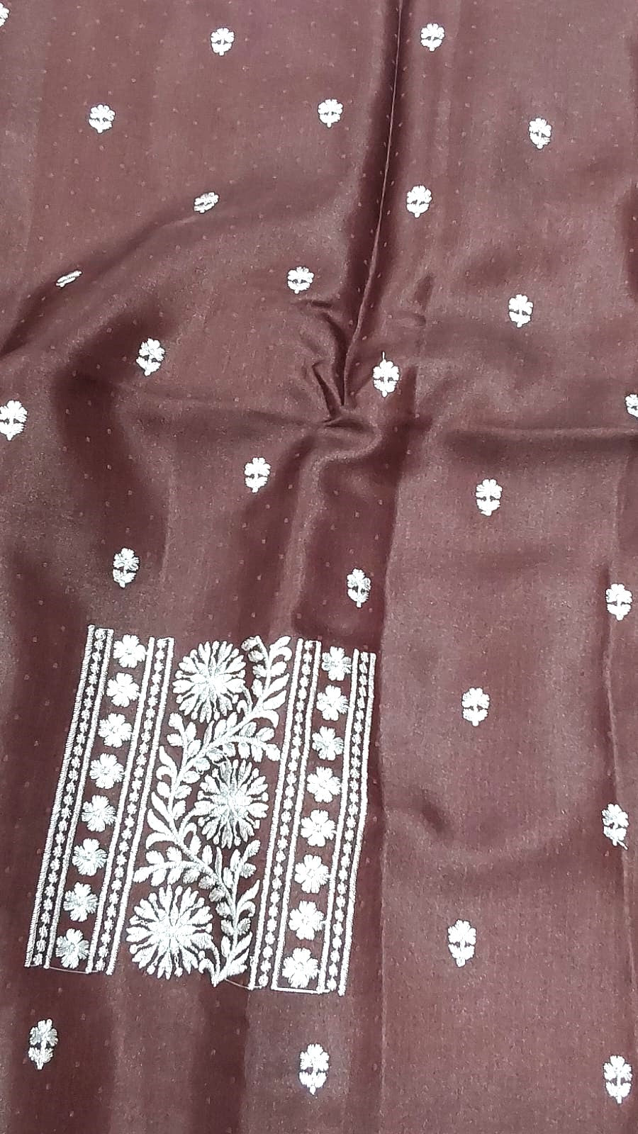 Brown Fancy Saree with Embroidery Designs