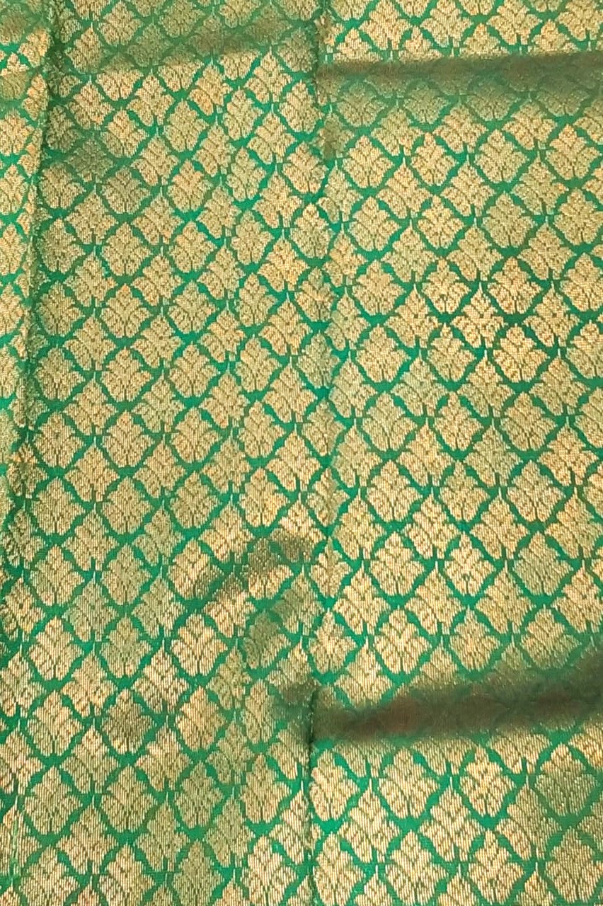 Kanchipuram Silk Cotton Sarees in Orange mixed yellow with green color border