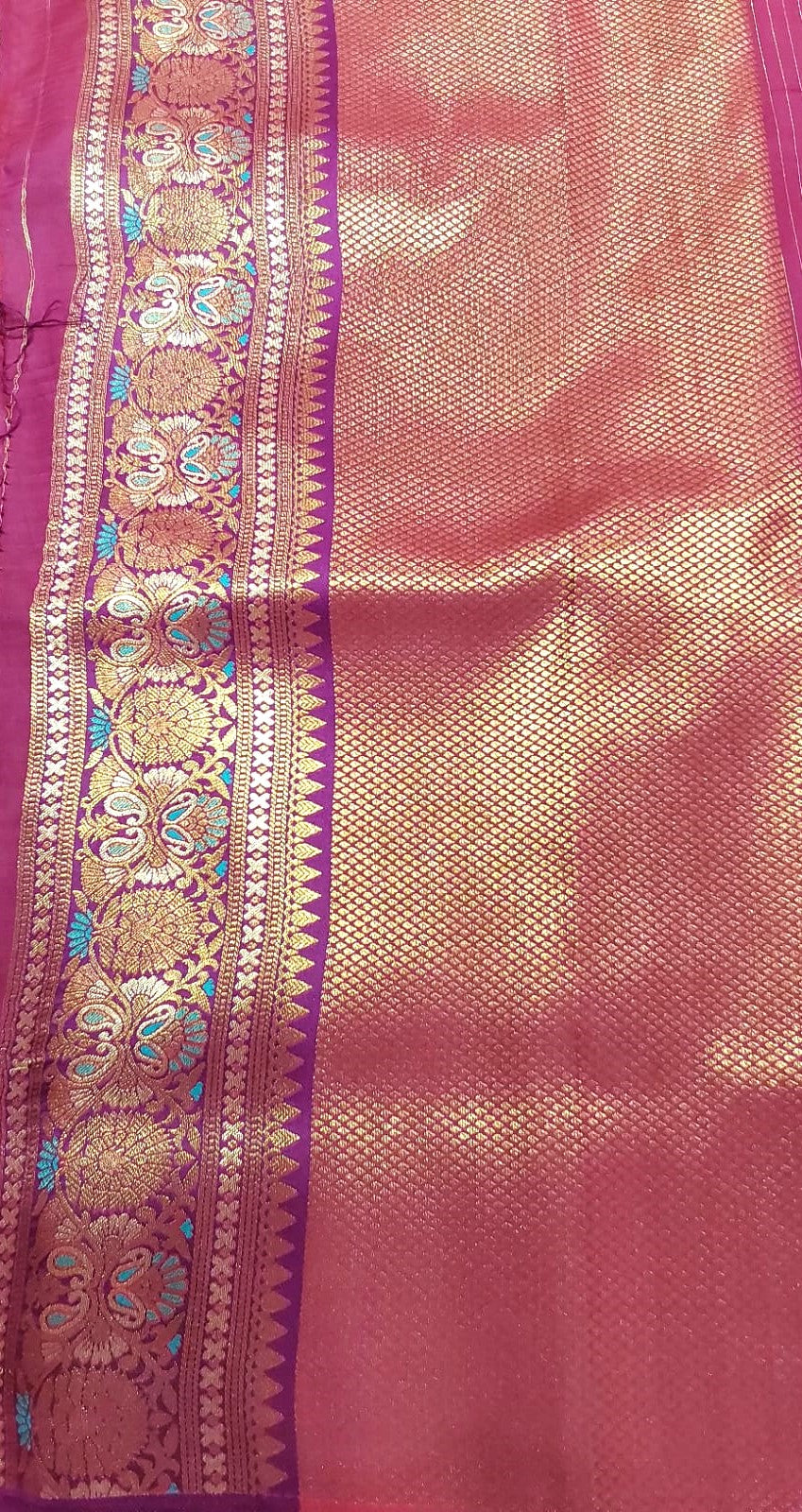 Multi-Color Banarasi Saree with Peacock and Kodi Malar Designs
