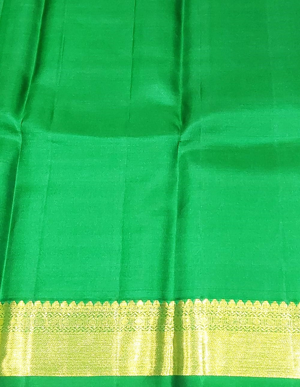 Dark Brown Kanchipuram Silk Saree with Contrast Green Border