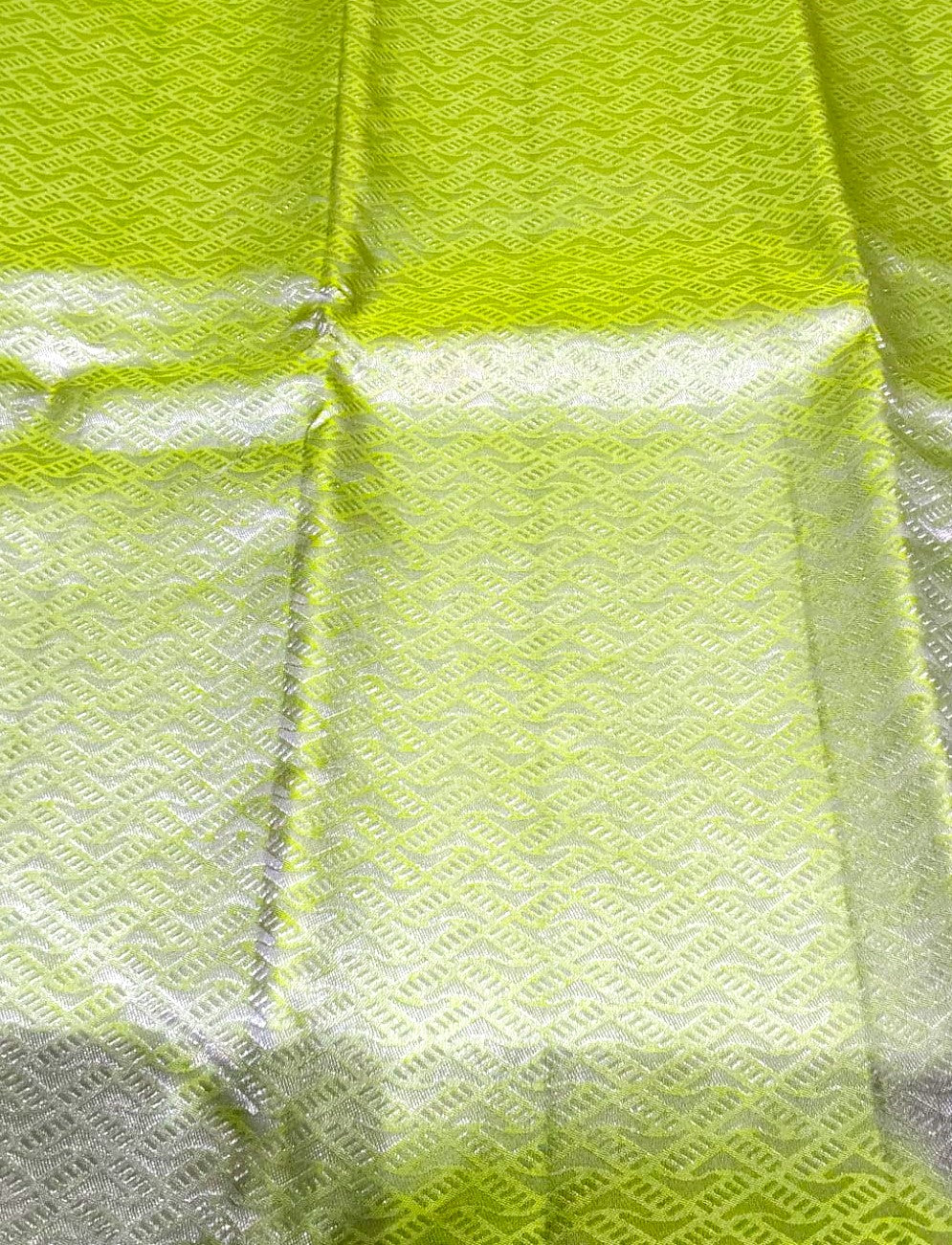 Grand Jacquard Wedding Kanchipuram Saree in Light Green with Lavender Border