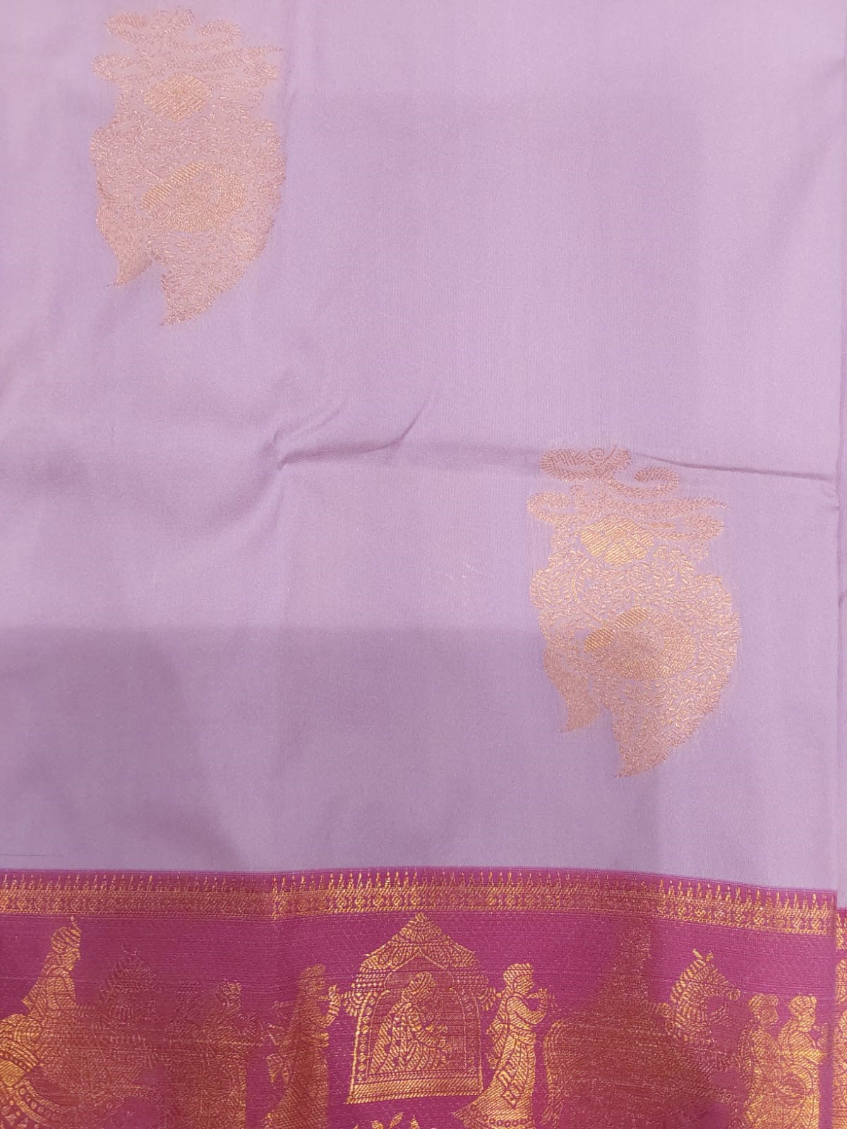 Semi-Silk Party Wear Saree in Purple with Pink Border