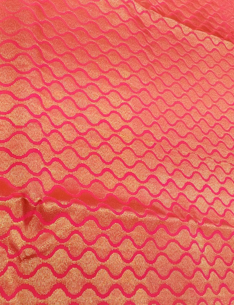 Kanchipuram Silk Cotton Saree in Parrot Green with pink border
