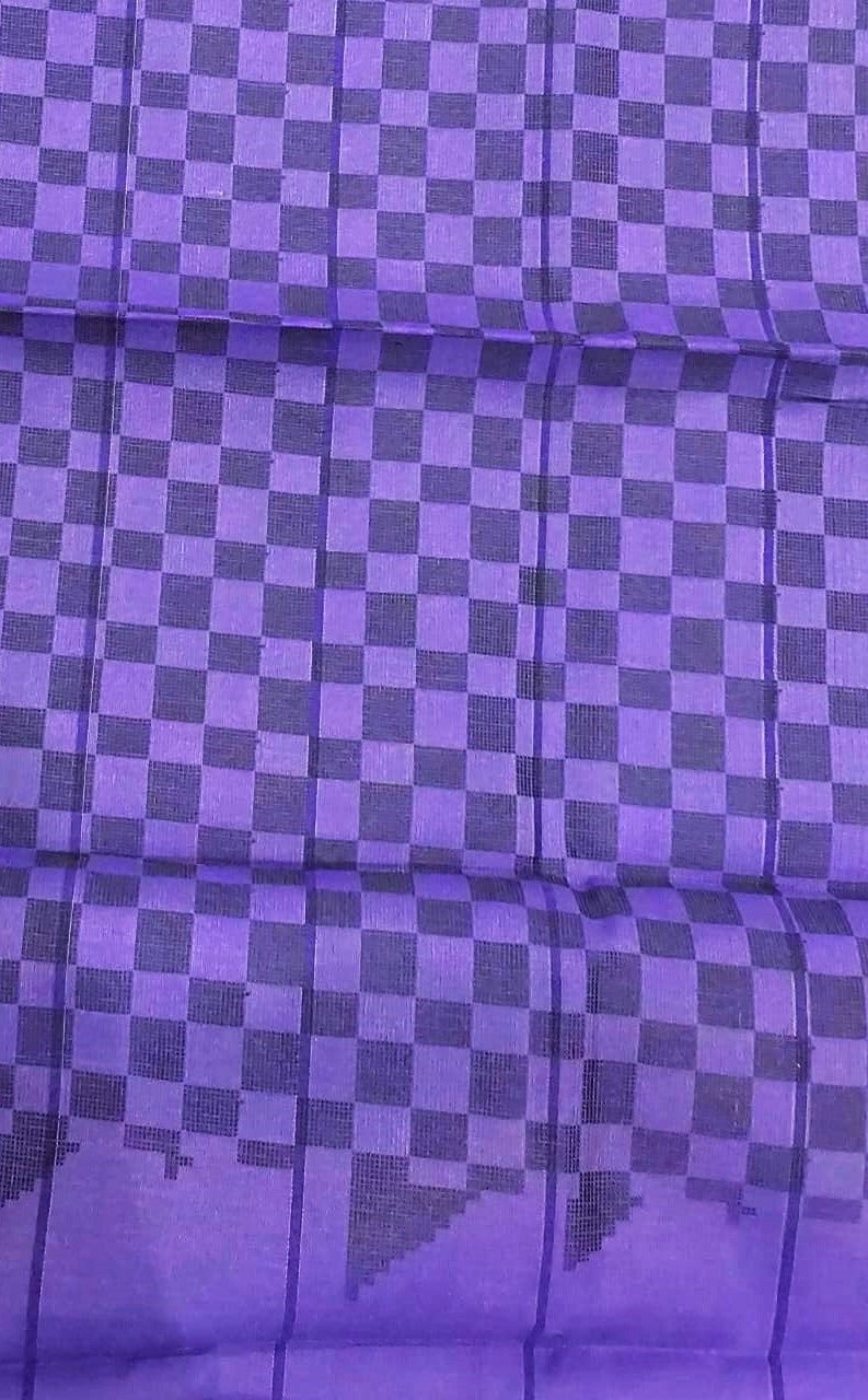Kanchipuram Silk Cotton Sarees in Violet with small black color temple border
