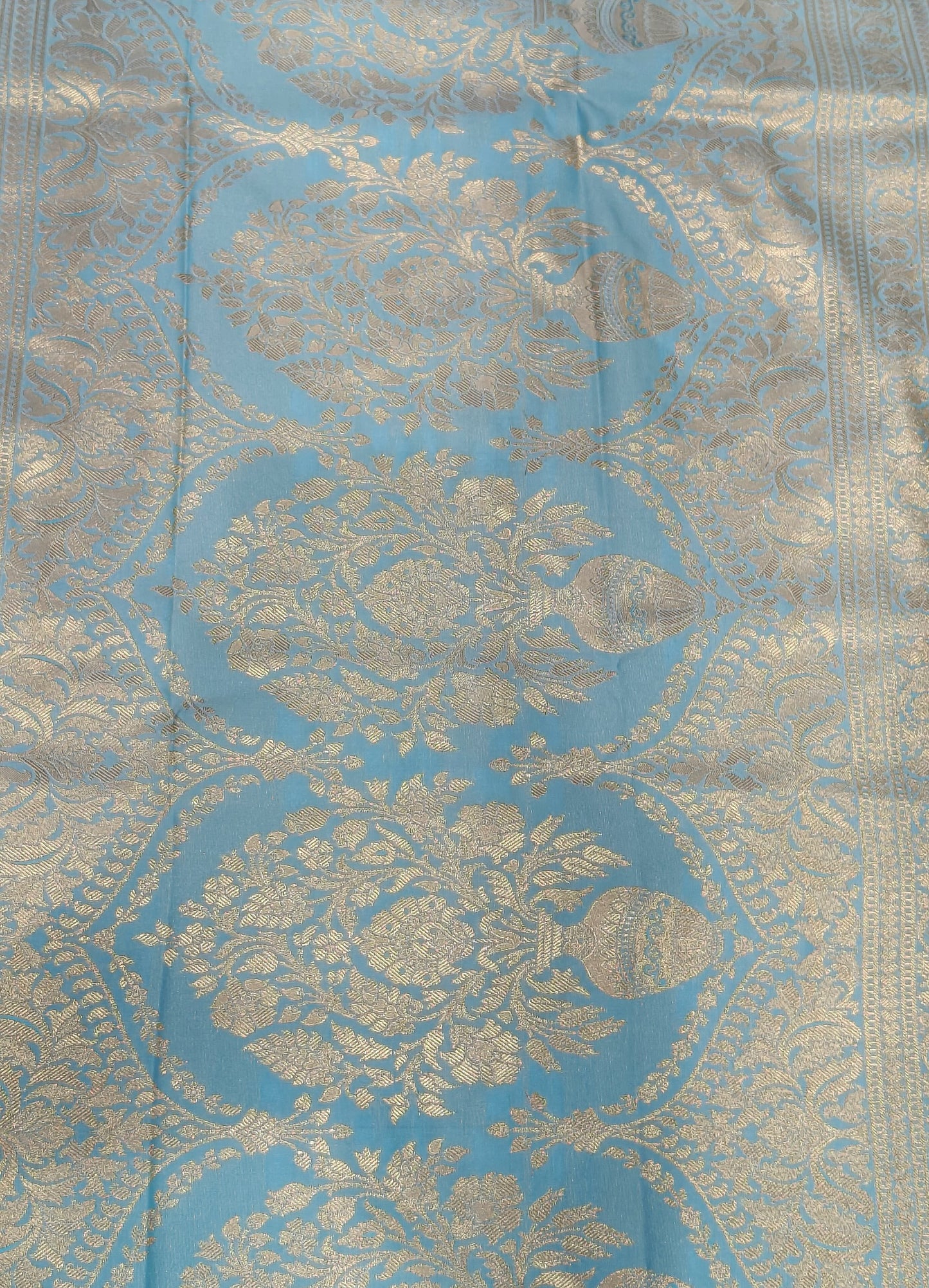 Soft Silk Saree – Purple with Sky Blue Contrast Border & Butta Design