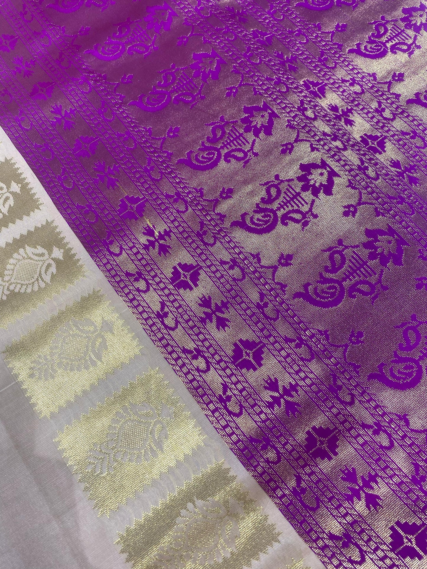 Semi Silk Saree – Light Sandal with Pink Contrast Border & Mango Buttas