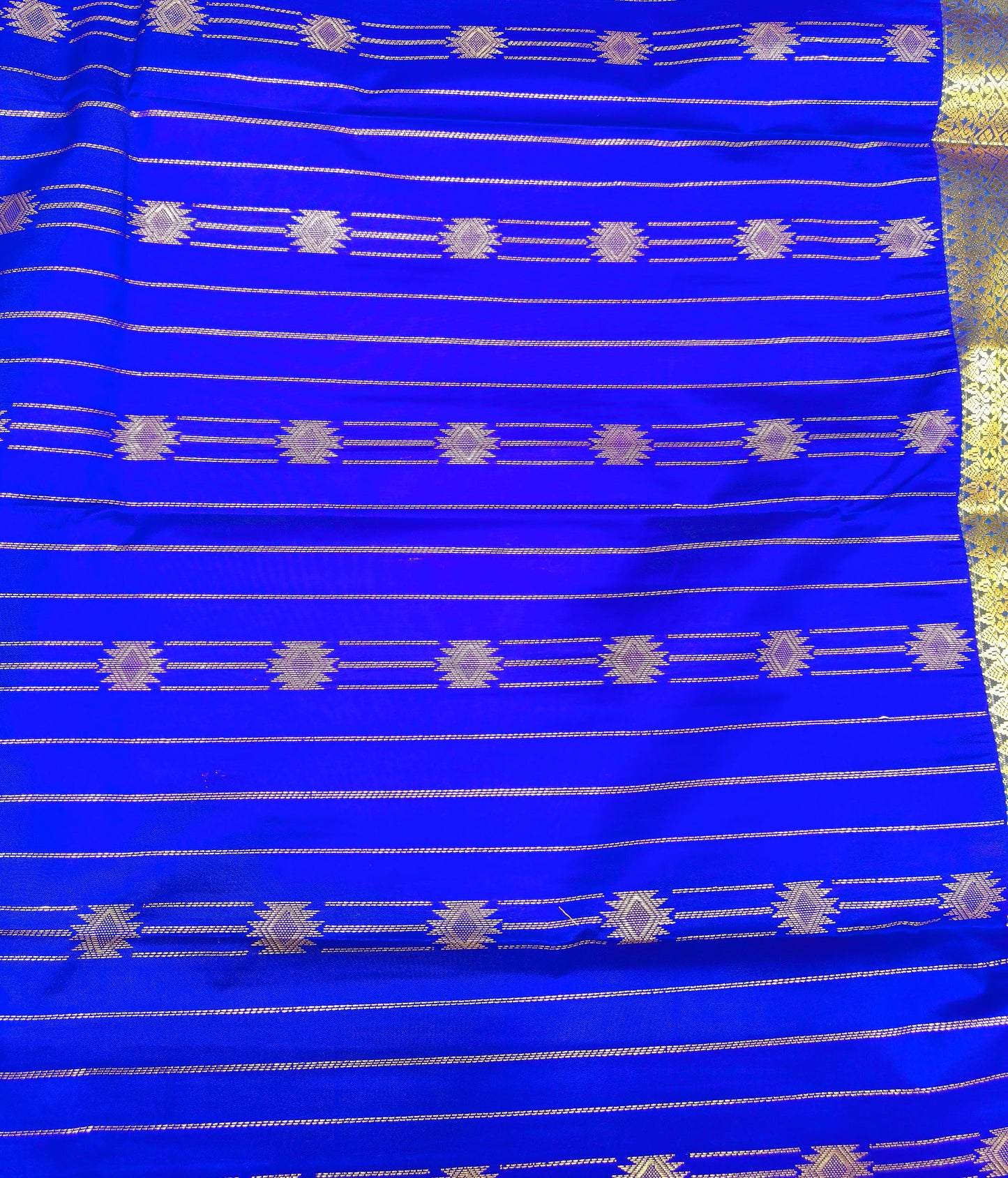 Semi Silk Saree - Blue With Green Saree