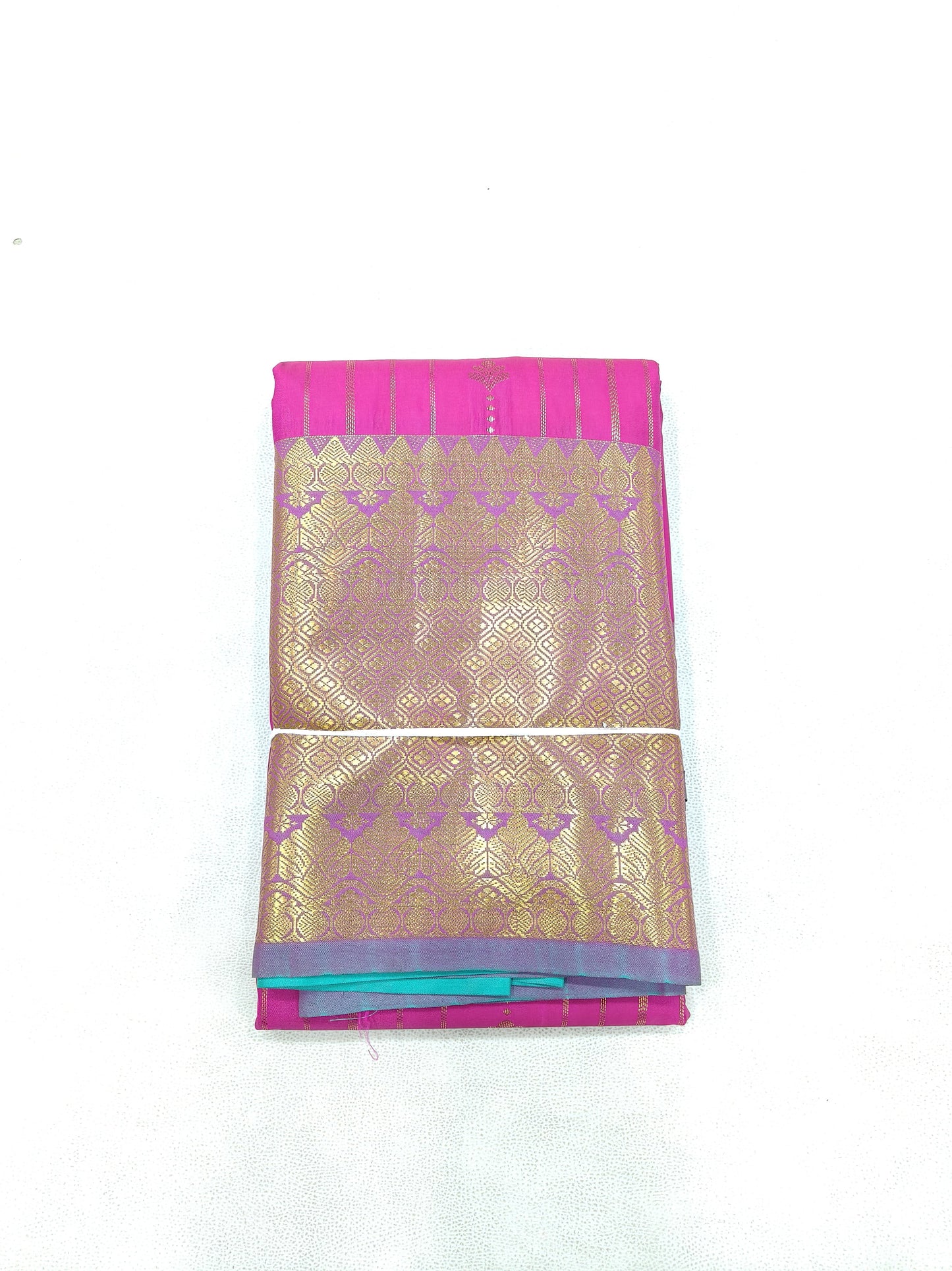 Semi Silk Saree - Pink With Green Saree