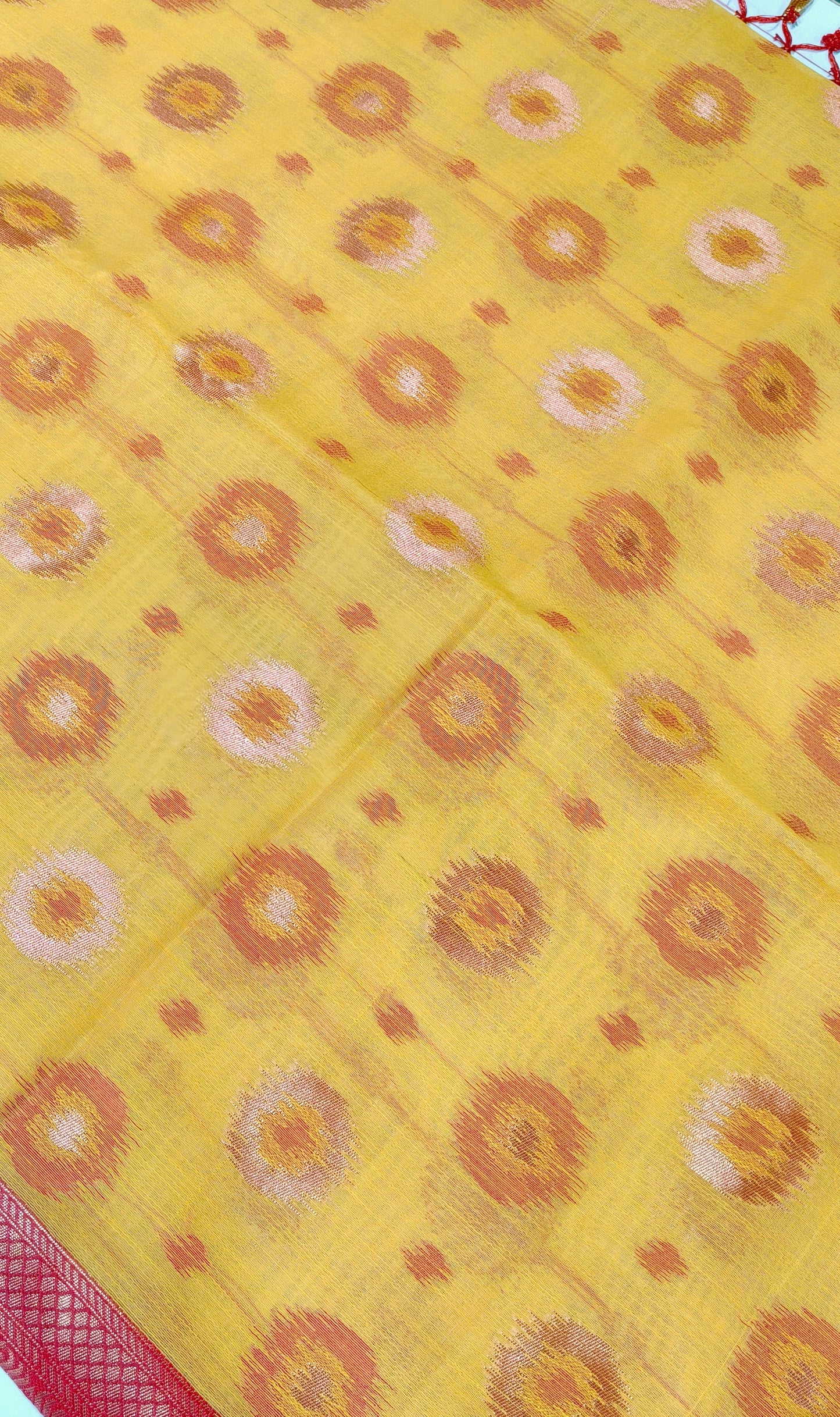 Fancy Saree β Yellow with Red Colour Combination β¨
