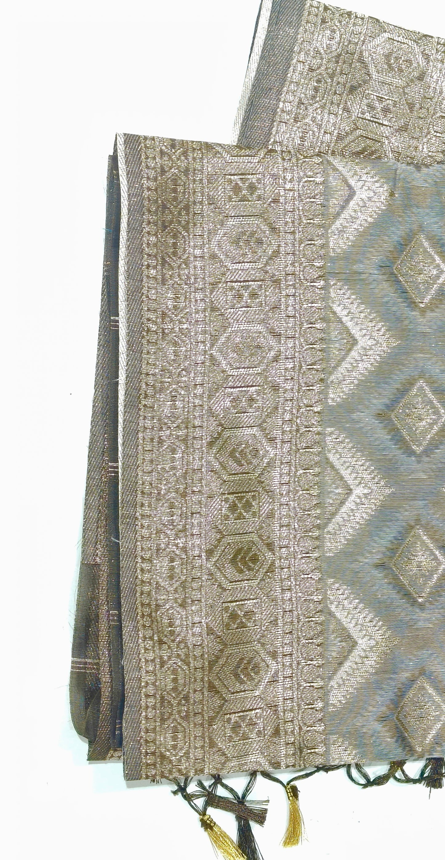 Fancy Saree β Grey with Brown Colour Combination β¨