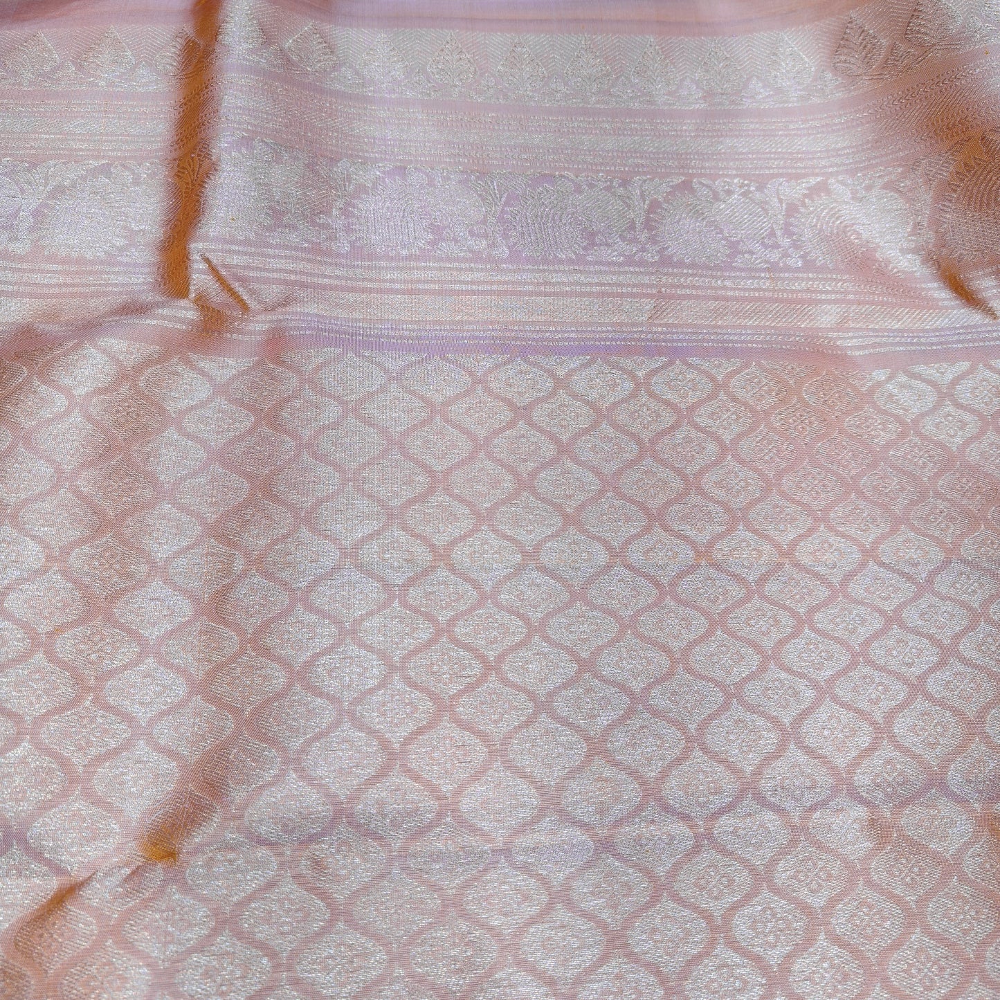 ✨ Lavender Pink Soft Silk Saree with Golden Border