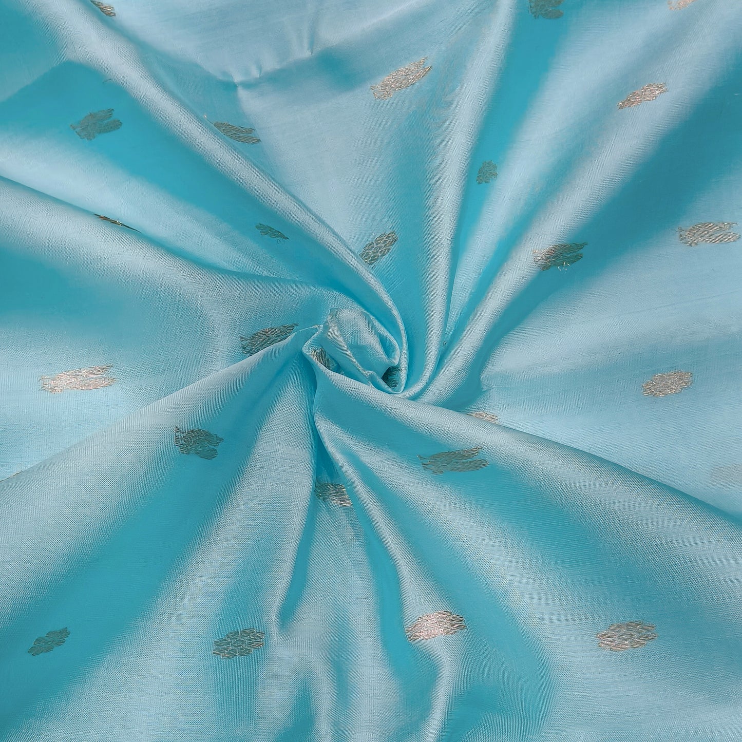 ✨ Light Blue Soft Silk Saree with Golden Beige Border