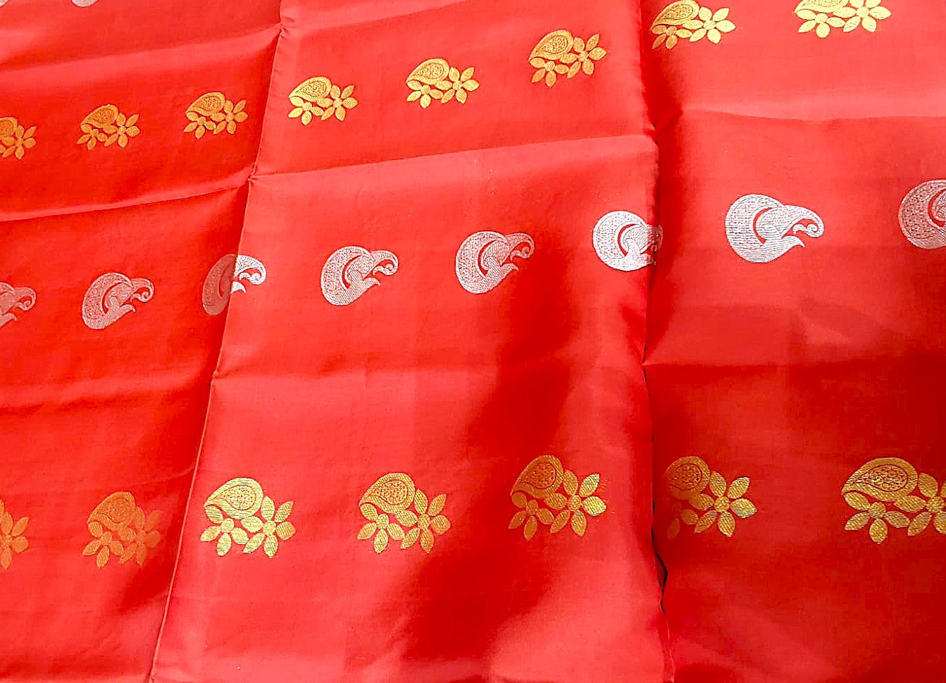 Kanchipuram Soft Silk Red Color Saree With Sky blue border