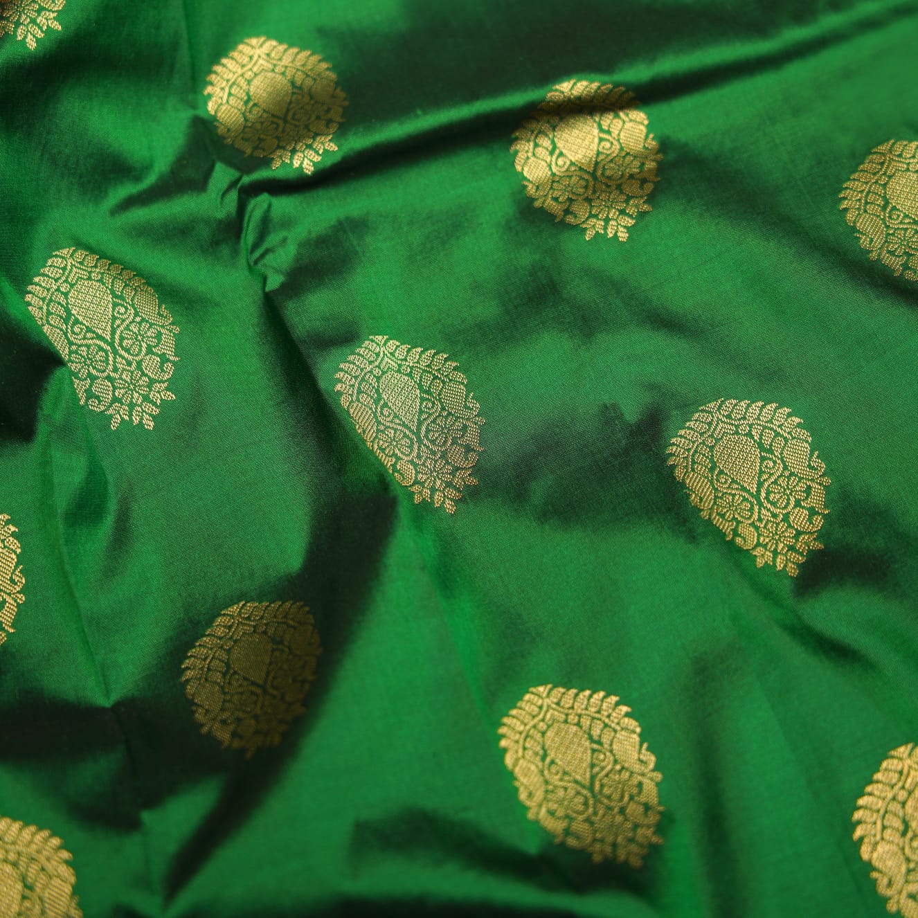 Budget Kanchipuram Silk saree green color with red color border
