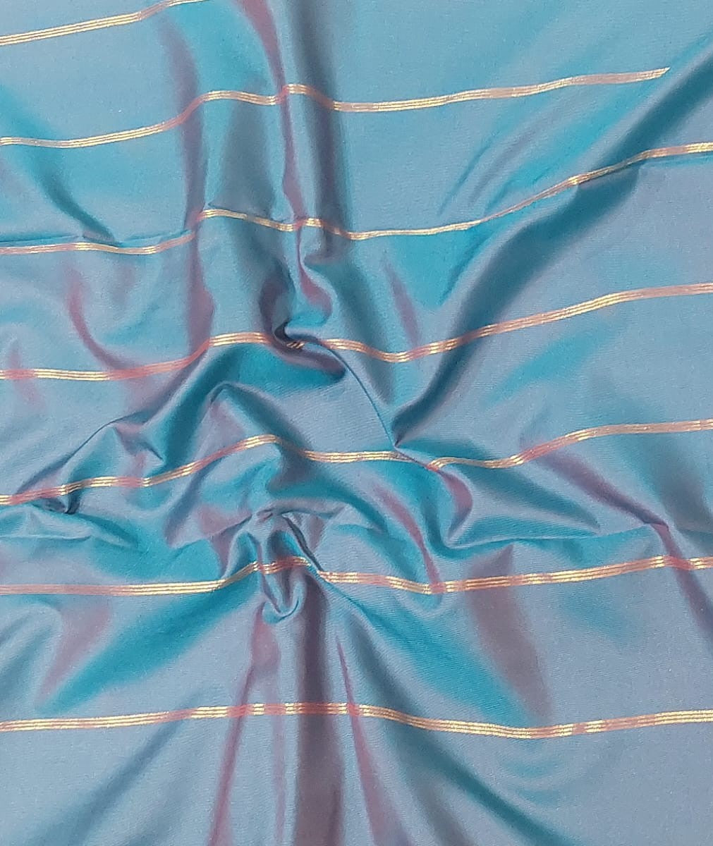 Leaf Green color Soft Silk Saree with sky blue with pink shade double tone color Pallu