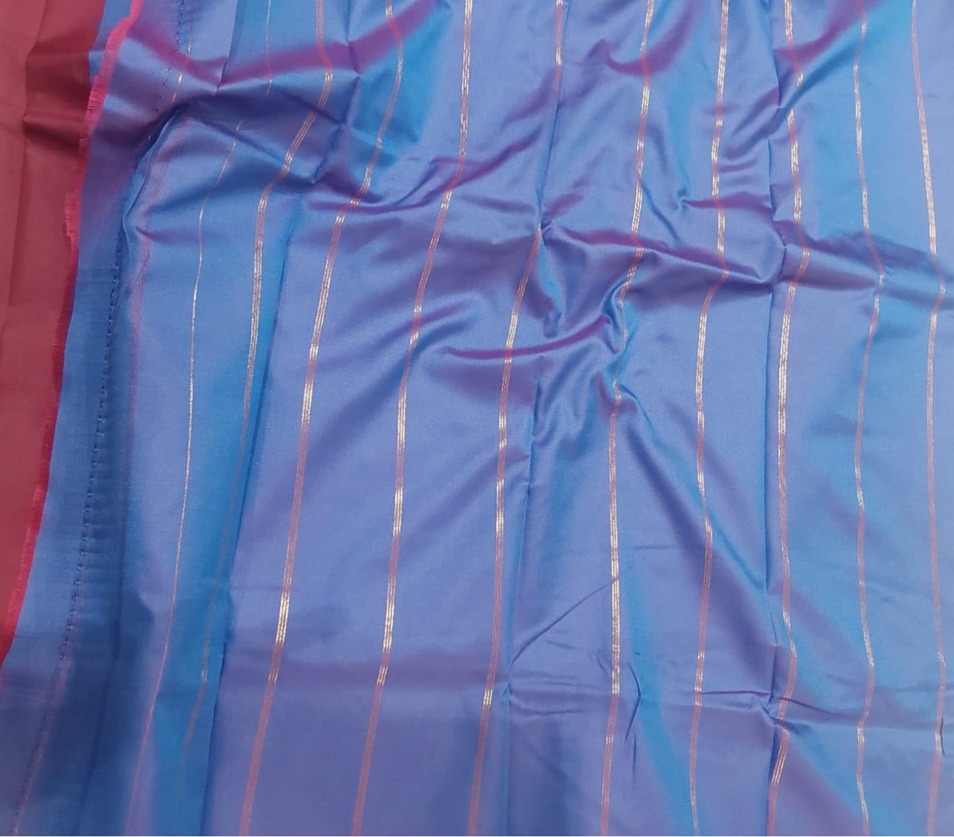 Maroon color Soft Silk Saree with sky blue with pink shade double tone color Pallu