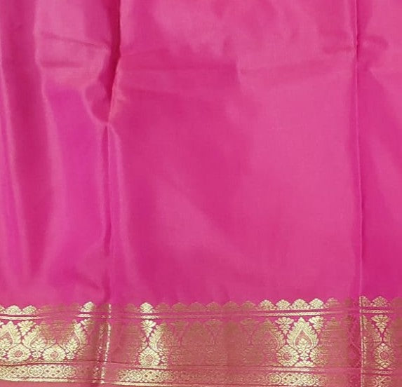 Olive Green Soft Silk Saree with baby pink gold shade Pallu