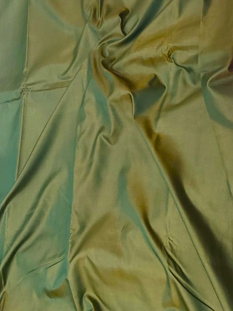 Olive Green Soft Silk Saree with baby pink gold shade Pallu