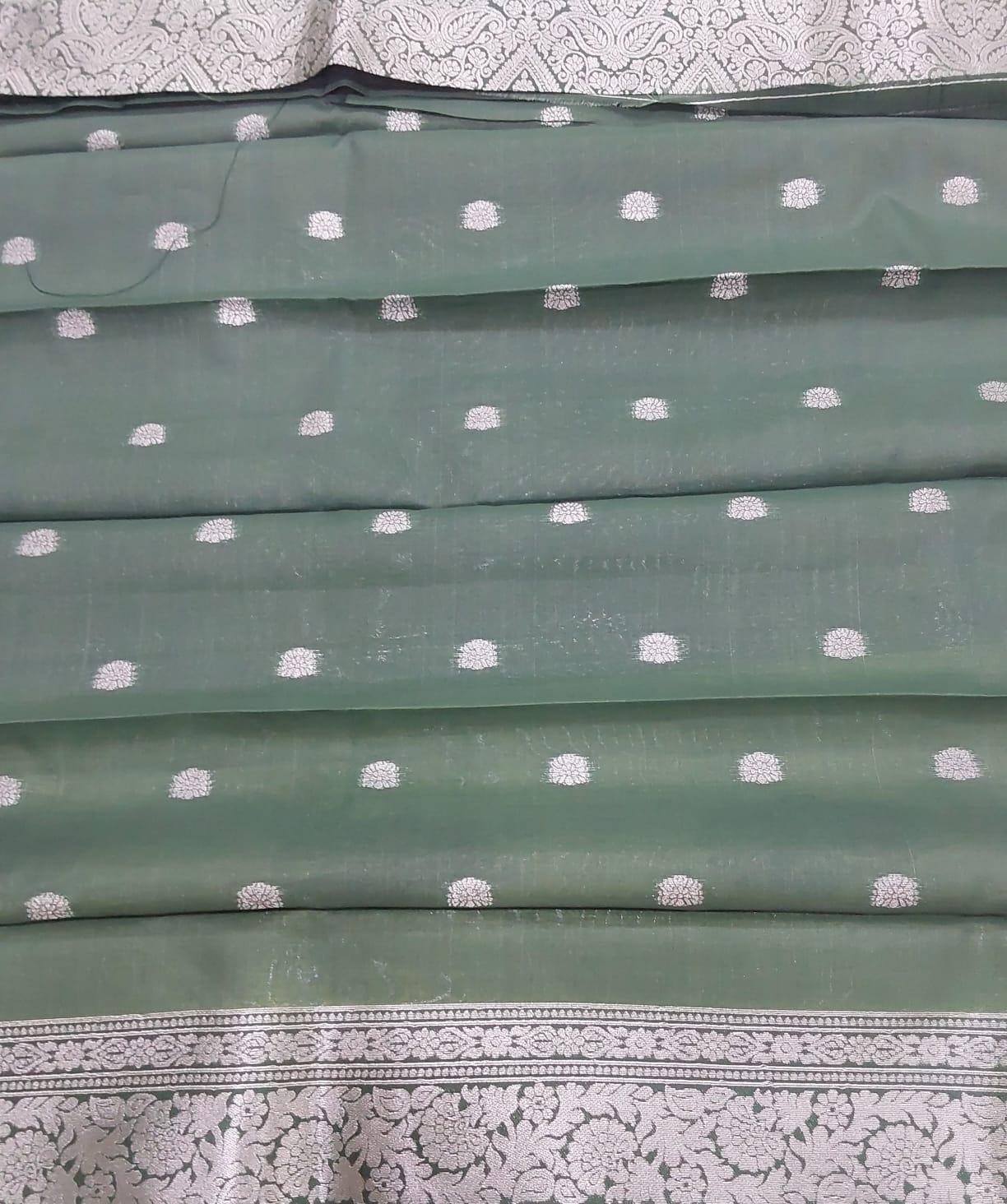 Lemon Yellow Color Semi Silk Saree with bottle green color Flower border