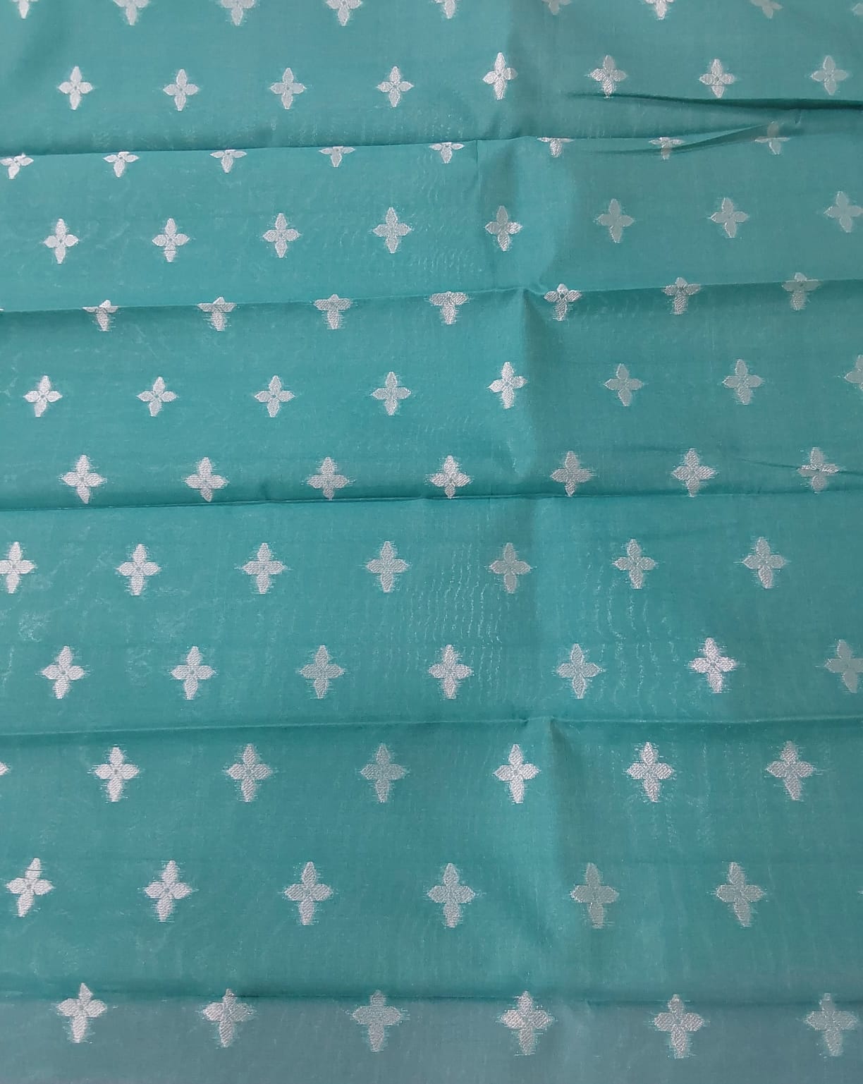 Pink color Semi Silk saree with Rexona green color border silver Zari work