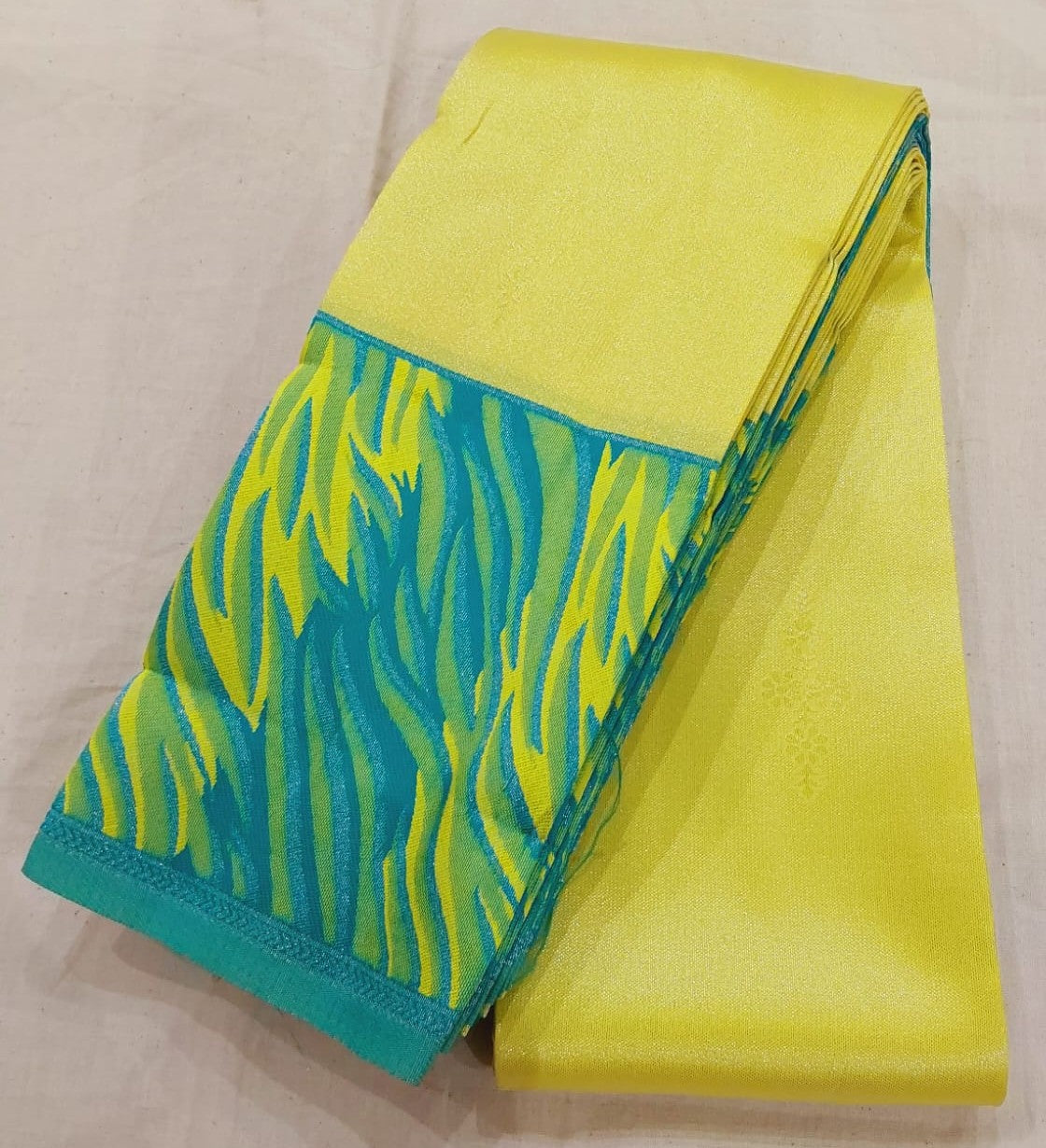 Lemon yellow with light blue color border
