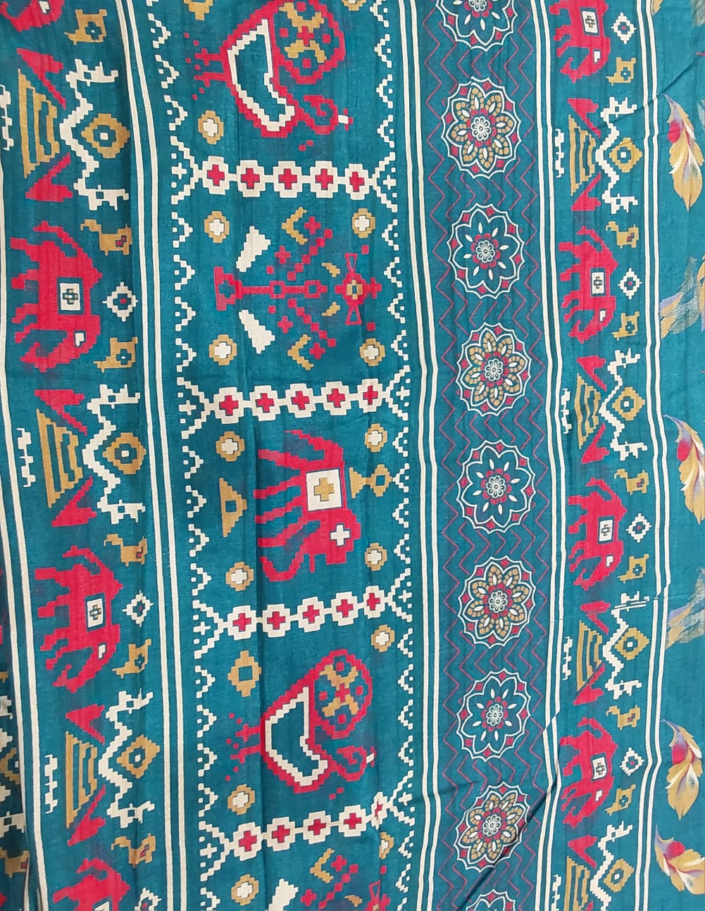 Fancy Peacock Blue Color Tussar Silk Saree With Zari Border