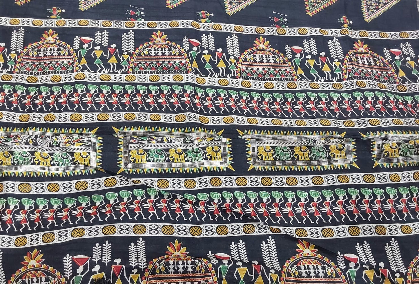 Fancy Black color Tussar Silk saree with Zari border