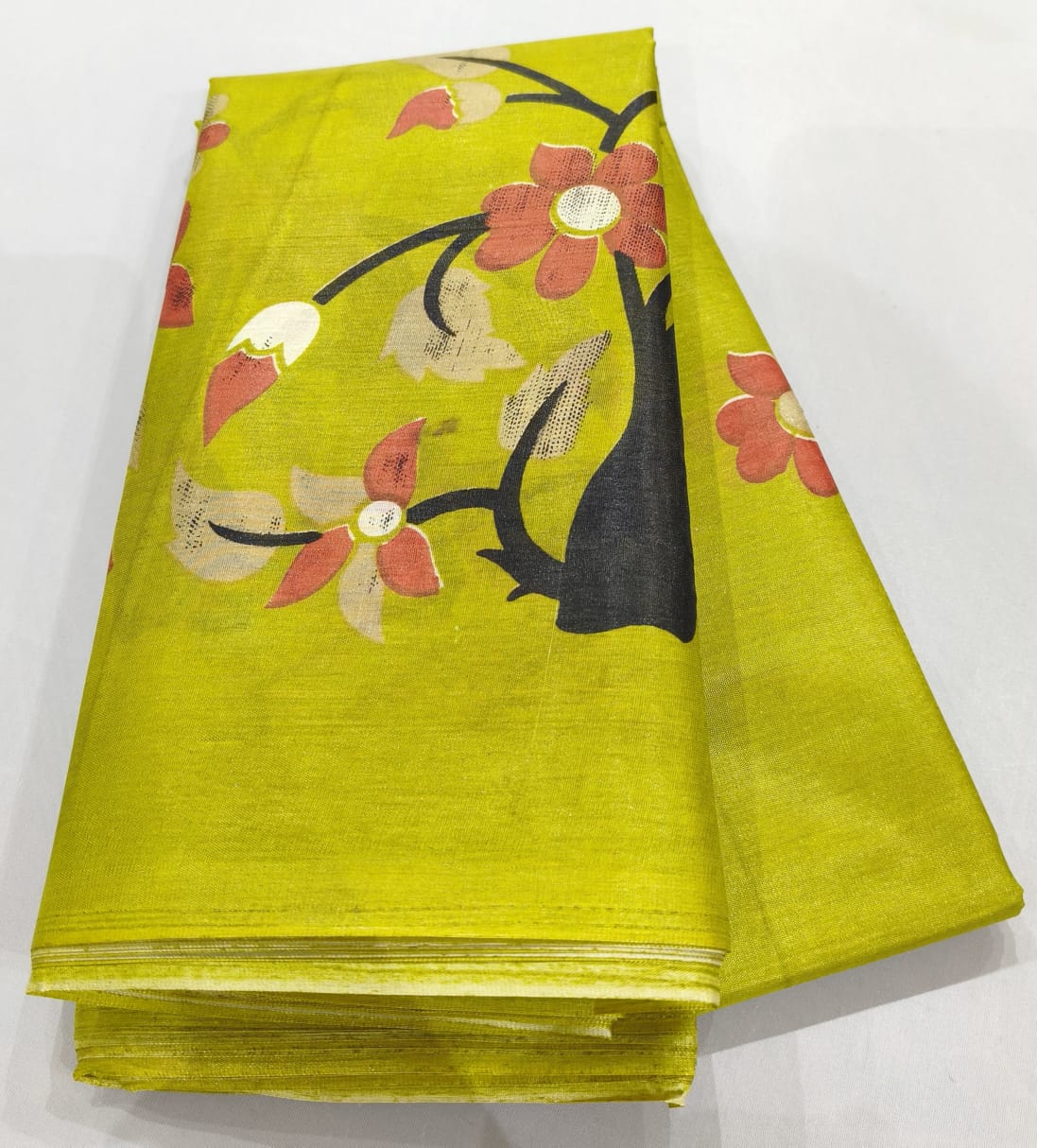 Fancy Saree Light Green color with pair peacock design