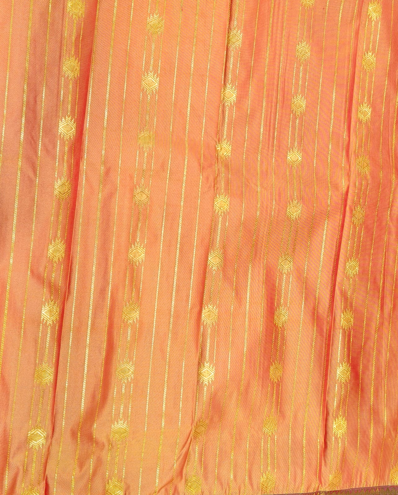 semi silk saree - orange with green