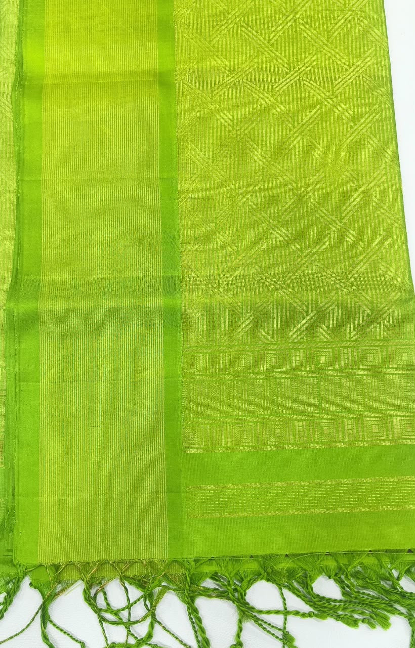 Purple Kanchipuram Silk Saree with Parrot Green Contrast Border