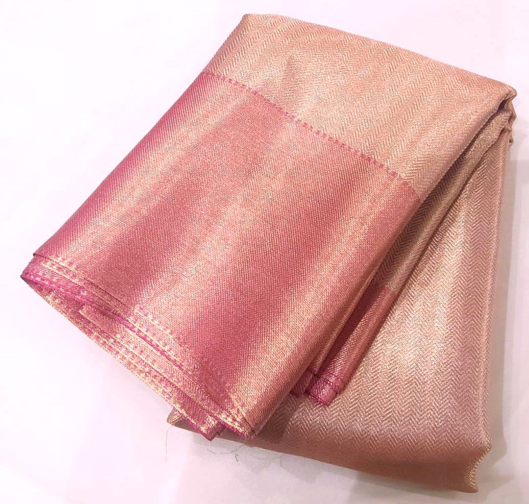 Baby Pink with Gold shade Tissue Kanchipuram Silk saree