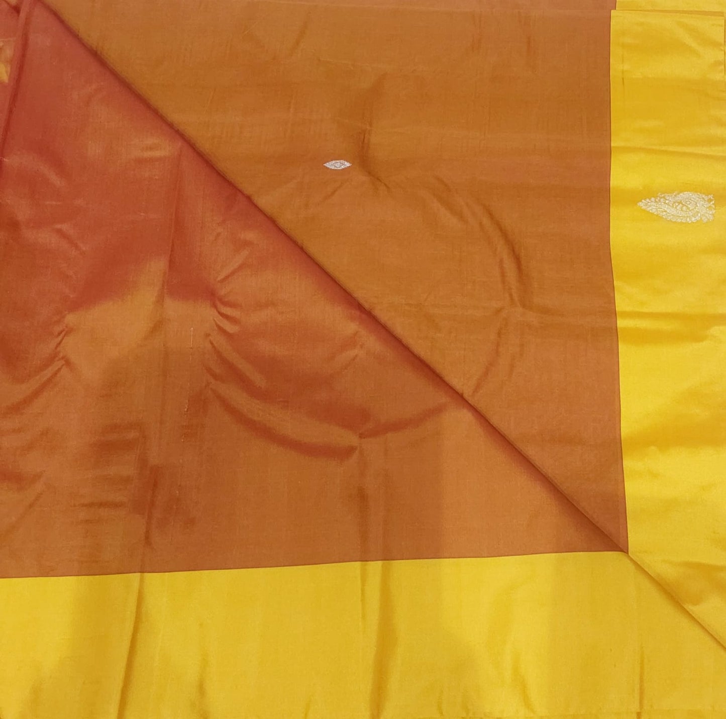 Soft Silk Saree Orange color with yellow color border