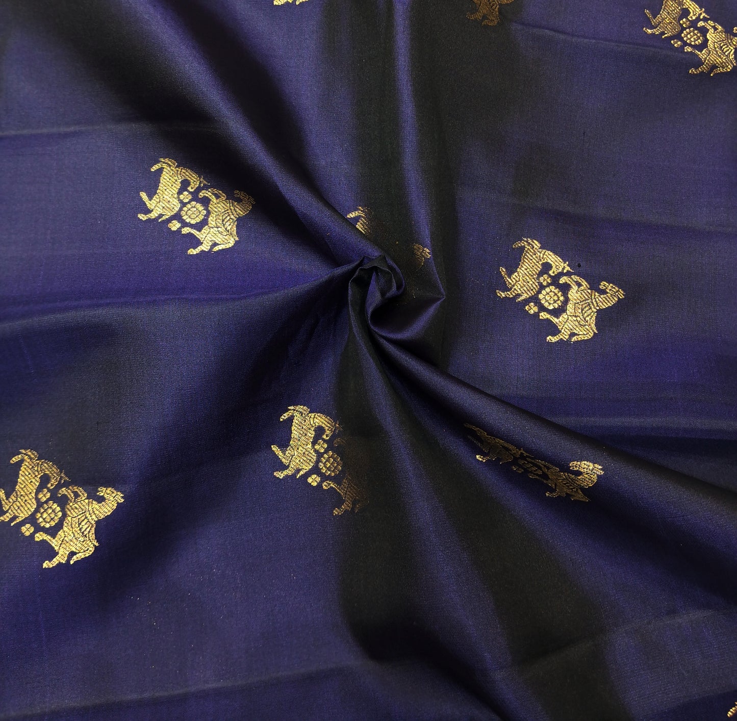 Dark Blue Soft Silk Saree with Turquoise Contrast Border
