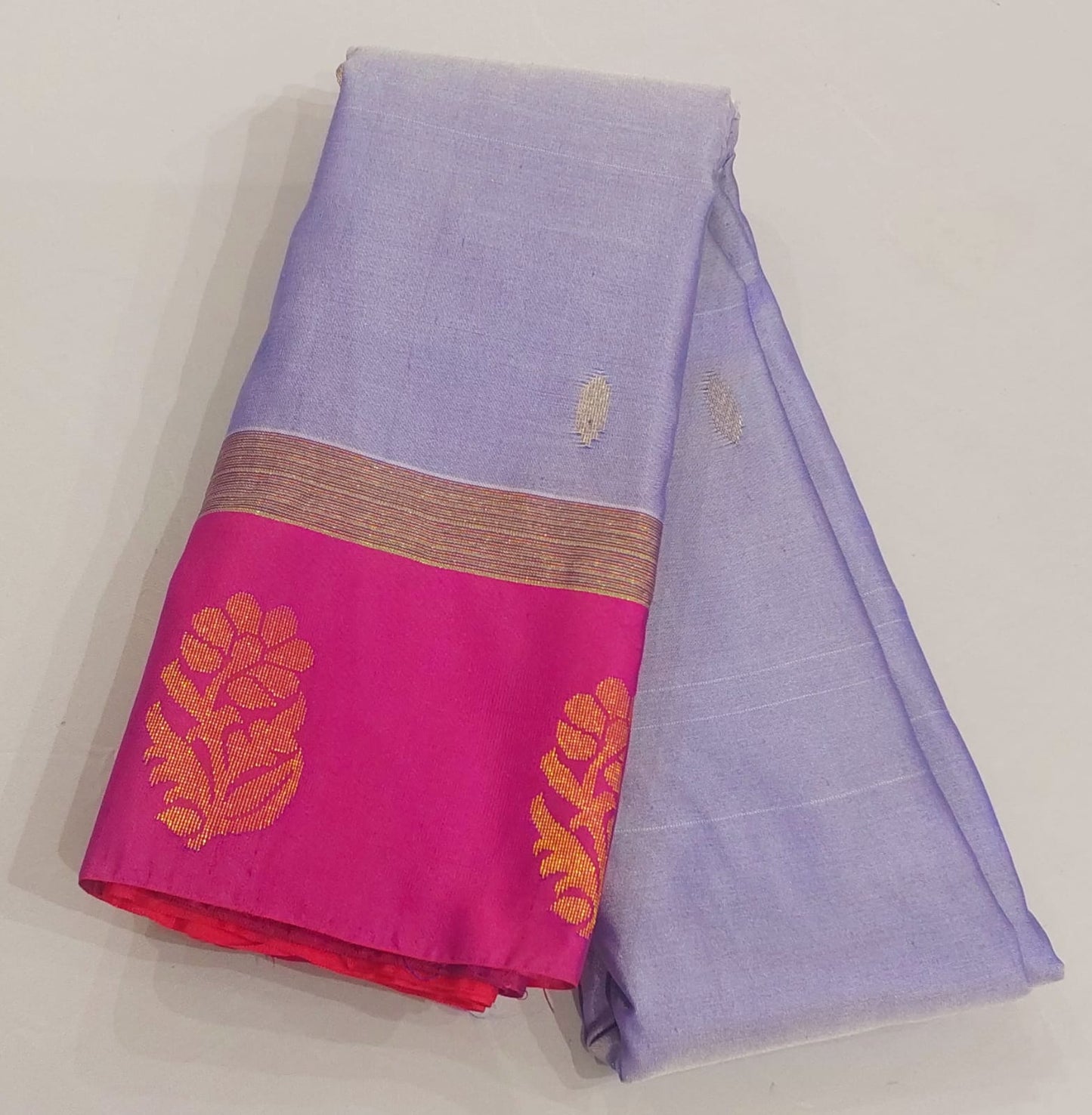 Soft Silk Saree Violet with purple shade color and pink color border