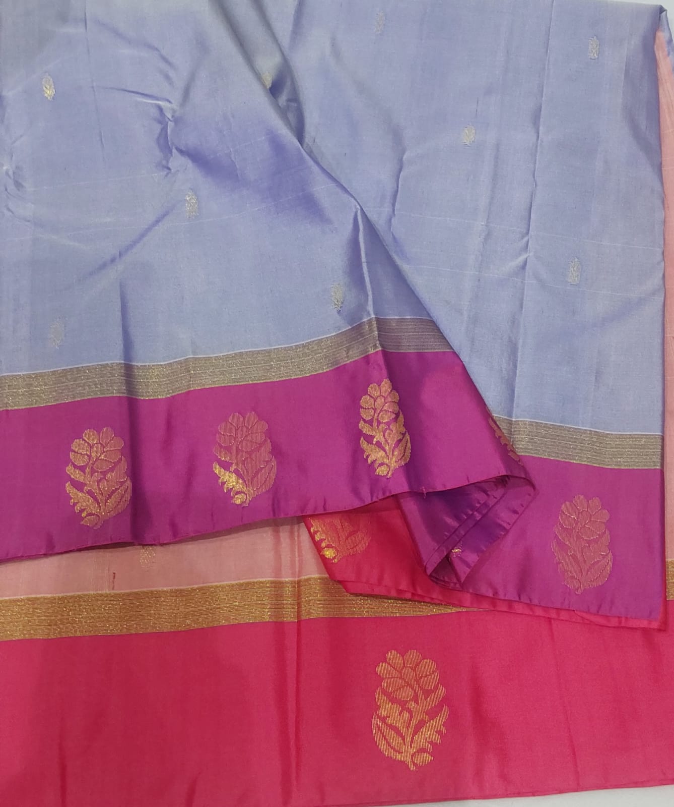 Soft Silk Saree Violet with purple shade color and pink color border
