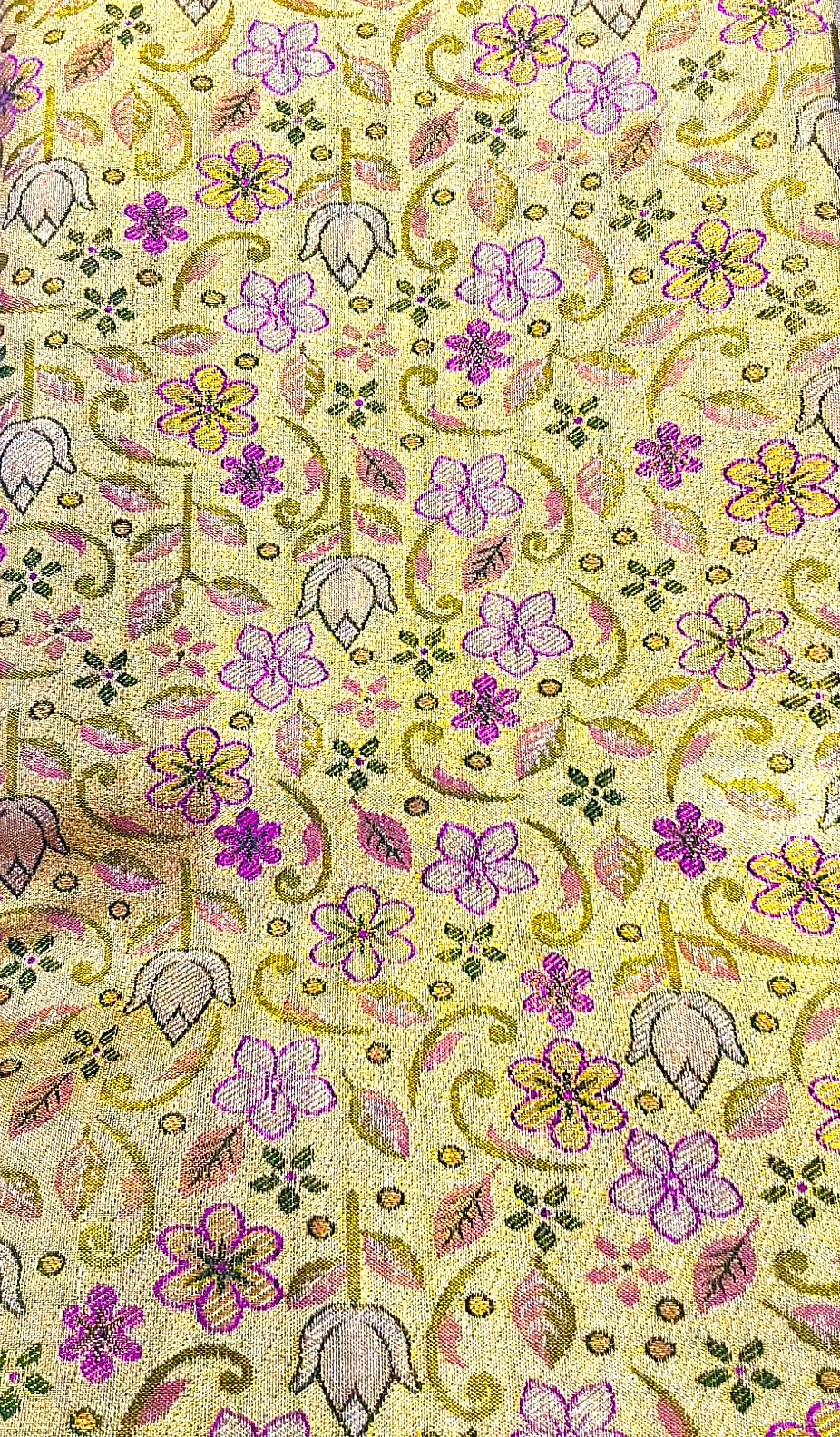 Budget Kanchipuram Silk Saree(yellow color saree with purple color border)