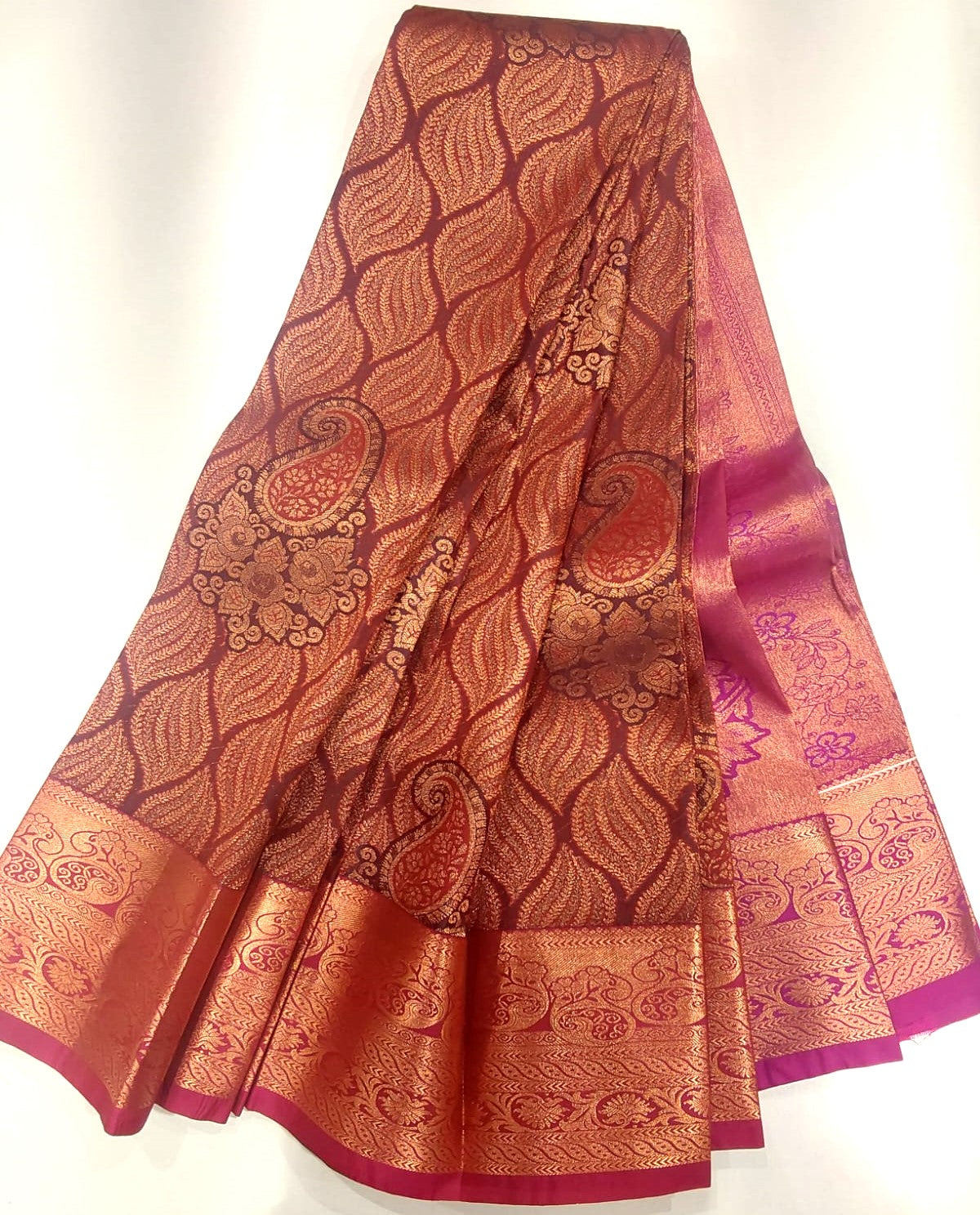 Semi-Silk Party Wear Saree in Maroon with Pink Border