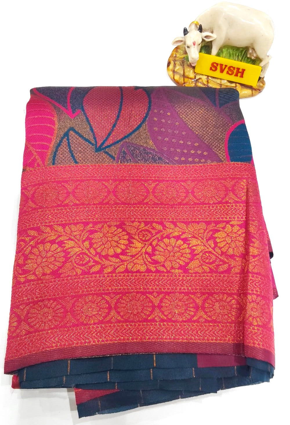 Pink With Multicolor Mixed Leaf Design Fancy Sarees