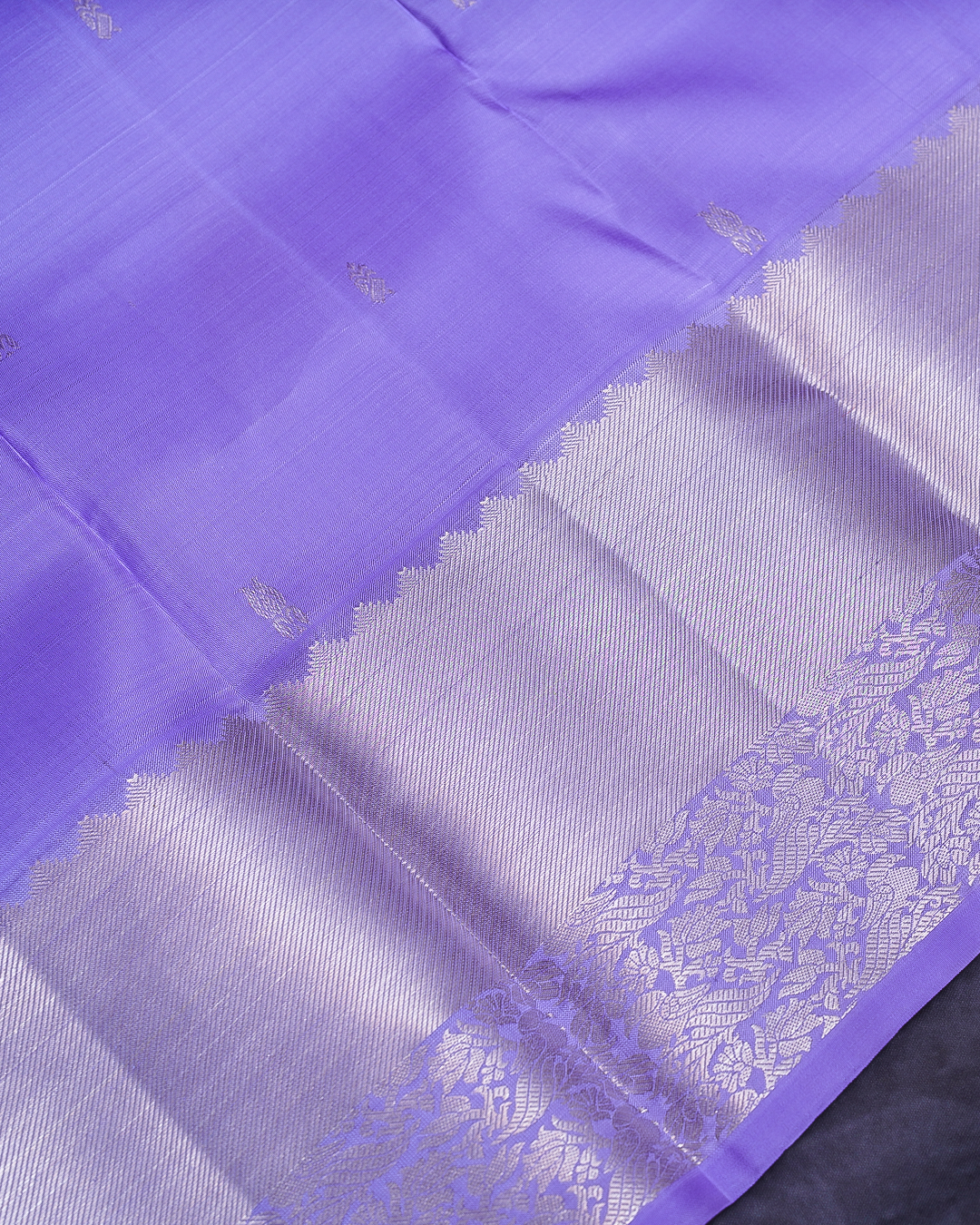 Lavender Soft Silk Saree with Silver Zari Border