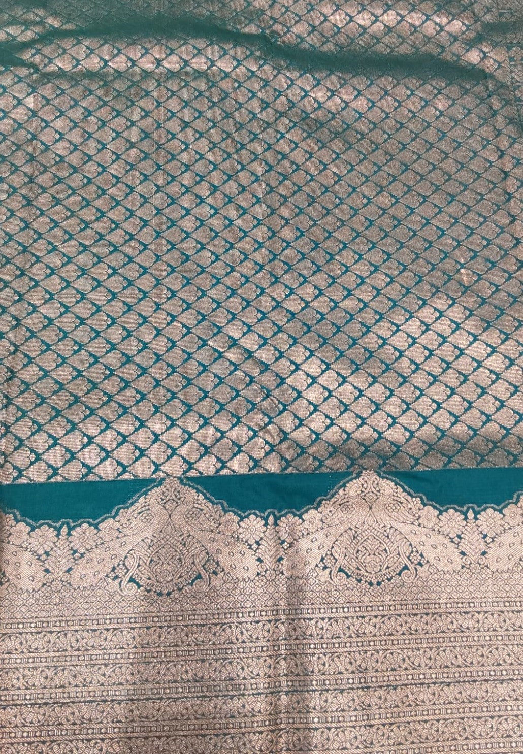 Peacock Blue Semi-Silk Party Wear Saree with Turning Border