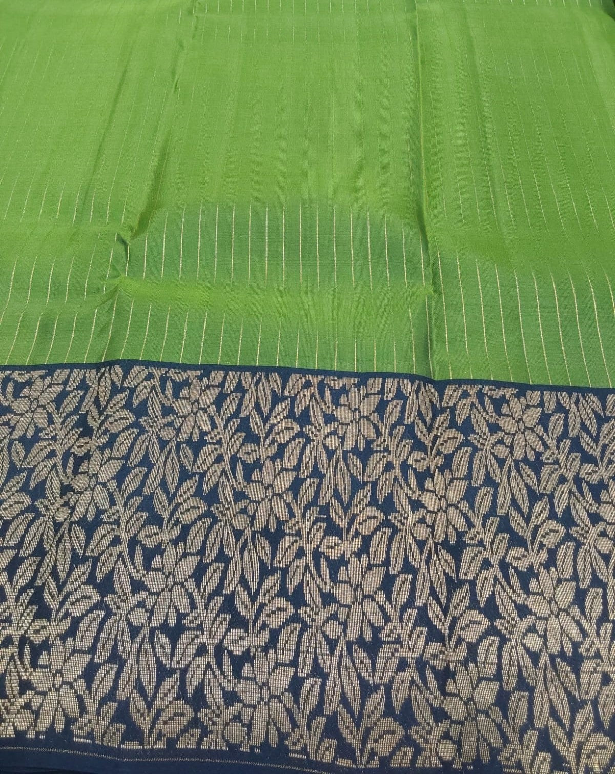 Semi Silk Party Wear Saree in Leaf Green with Black Border