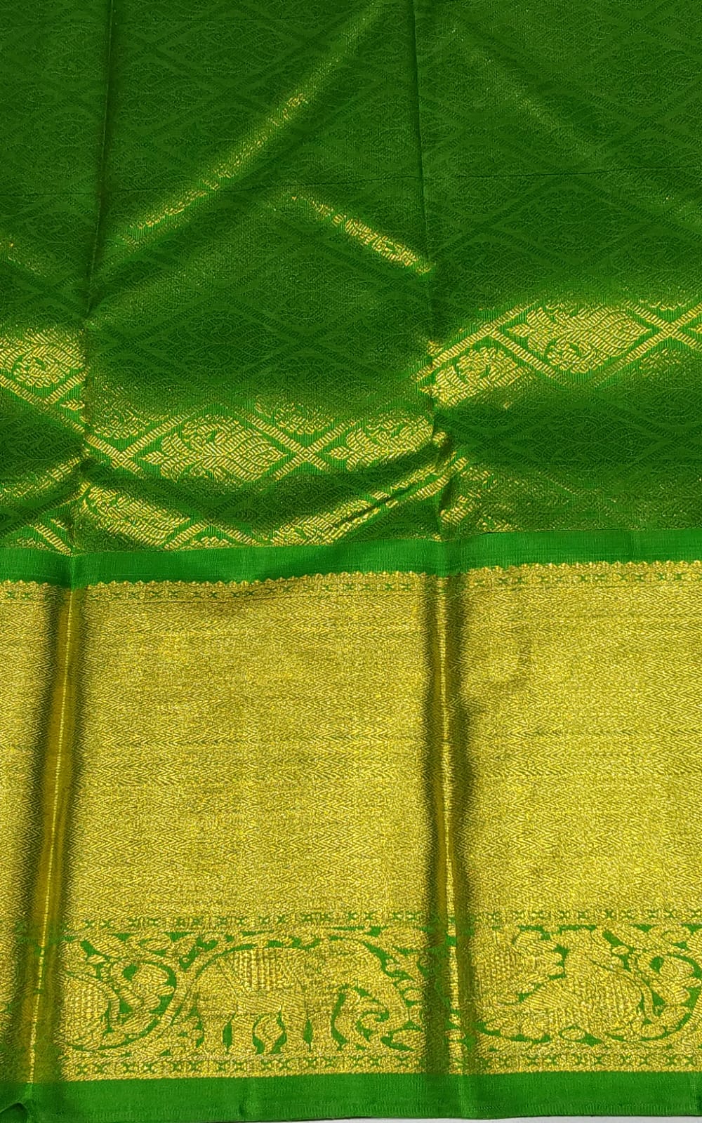 Royal Blue Jacquard Kanchipuram Silk Saree with Green Border