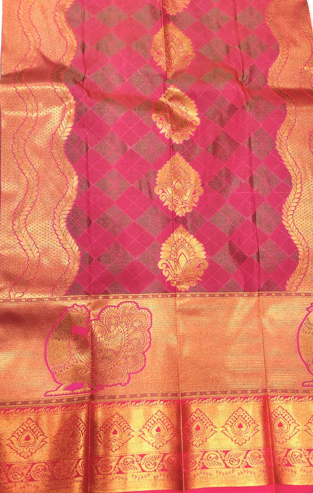 Pink with Maroon Semi-Silk Party Wear Saree