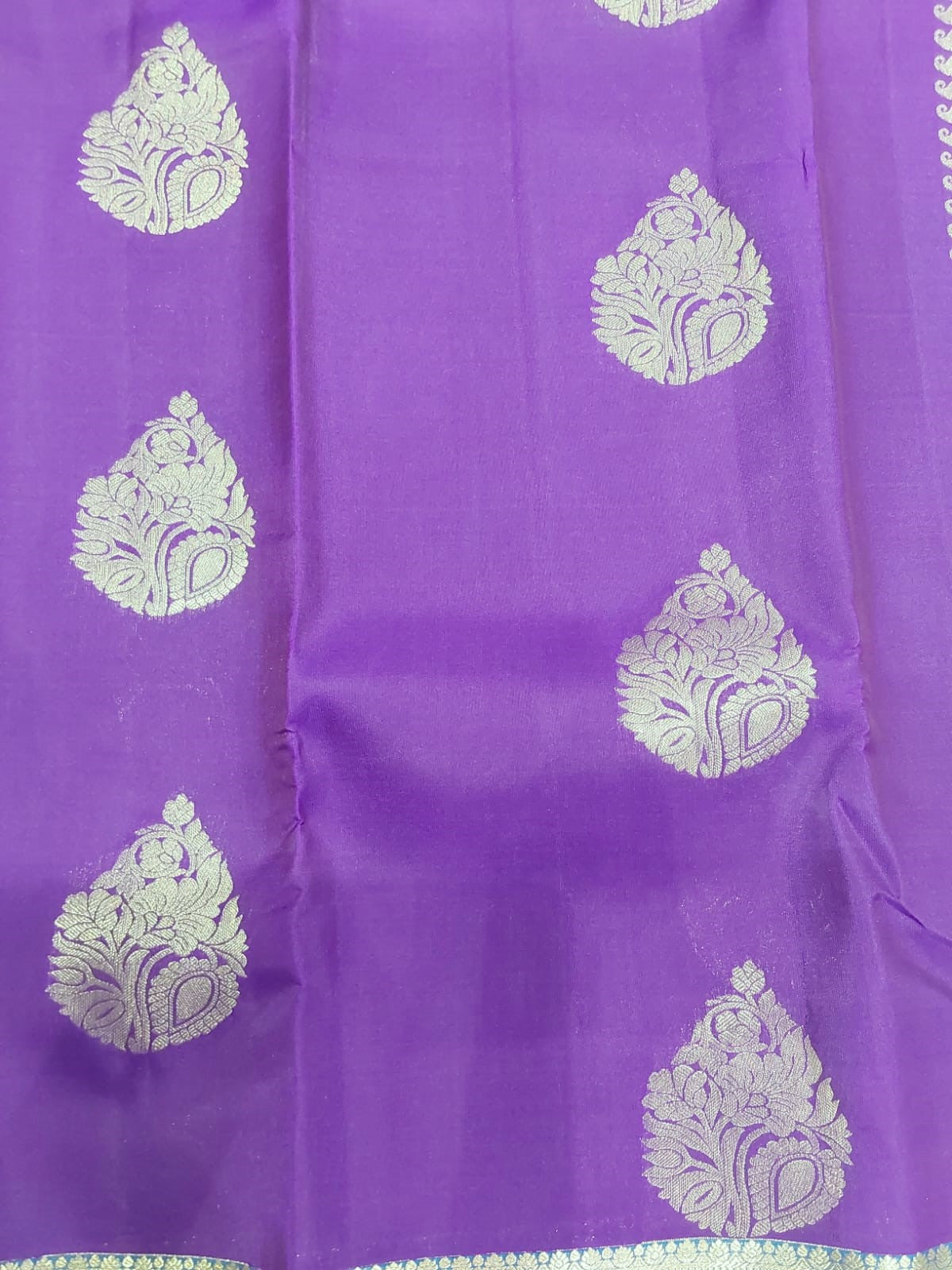 Simple Party Wear Saree in Violet with Flower Design Border